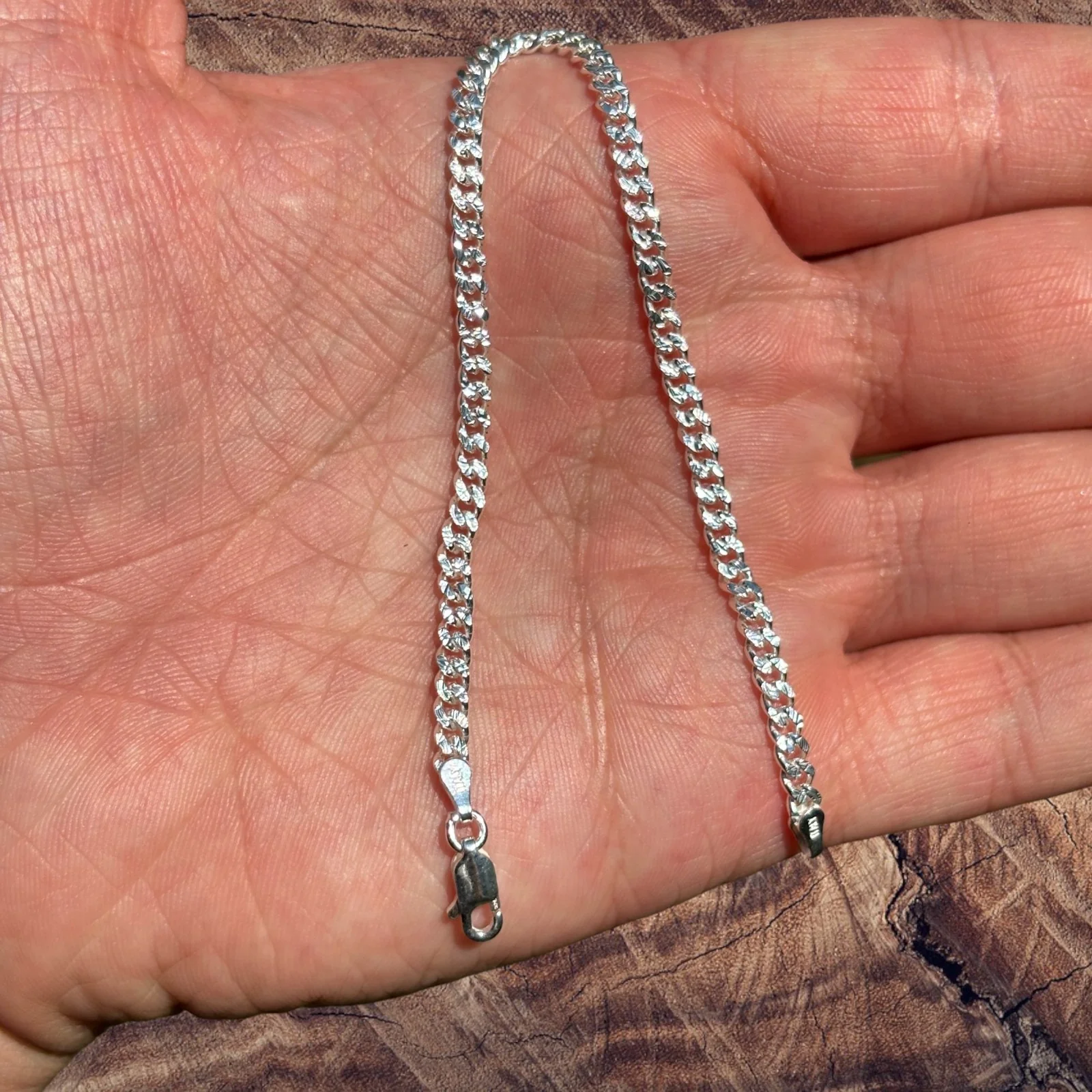 925 Sterling Silver 3mm Diamond Cut Miami Cuban Bracelet - Image 4