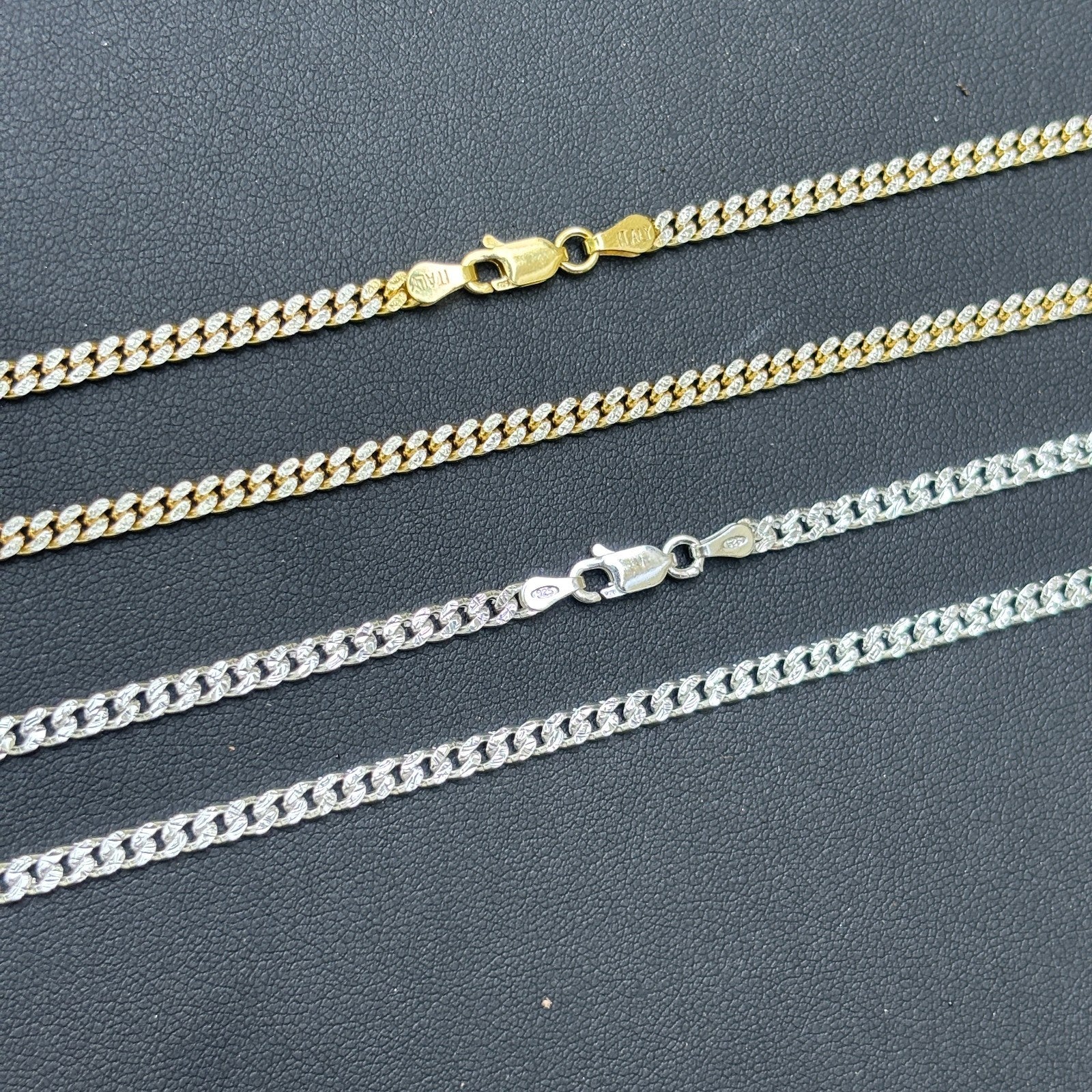 925 Sterling Silver 3mm Diamond Cut Miami Cuban Chain Necklace - Image 3