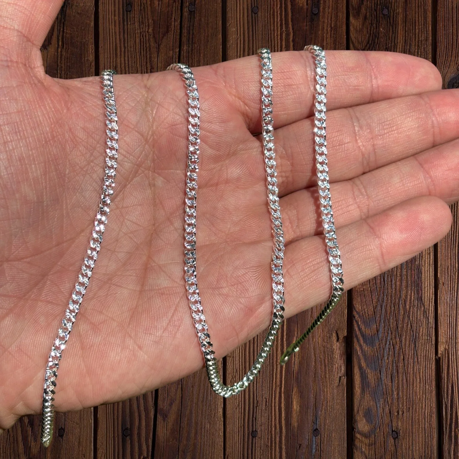 925 Sterling Silver 3mm Diamond Cut Miami Cuban Chain Necklace - Image 4