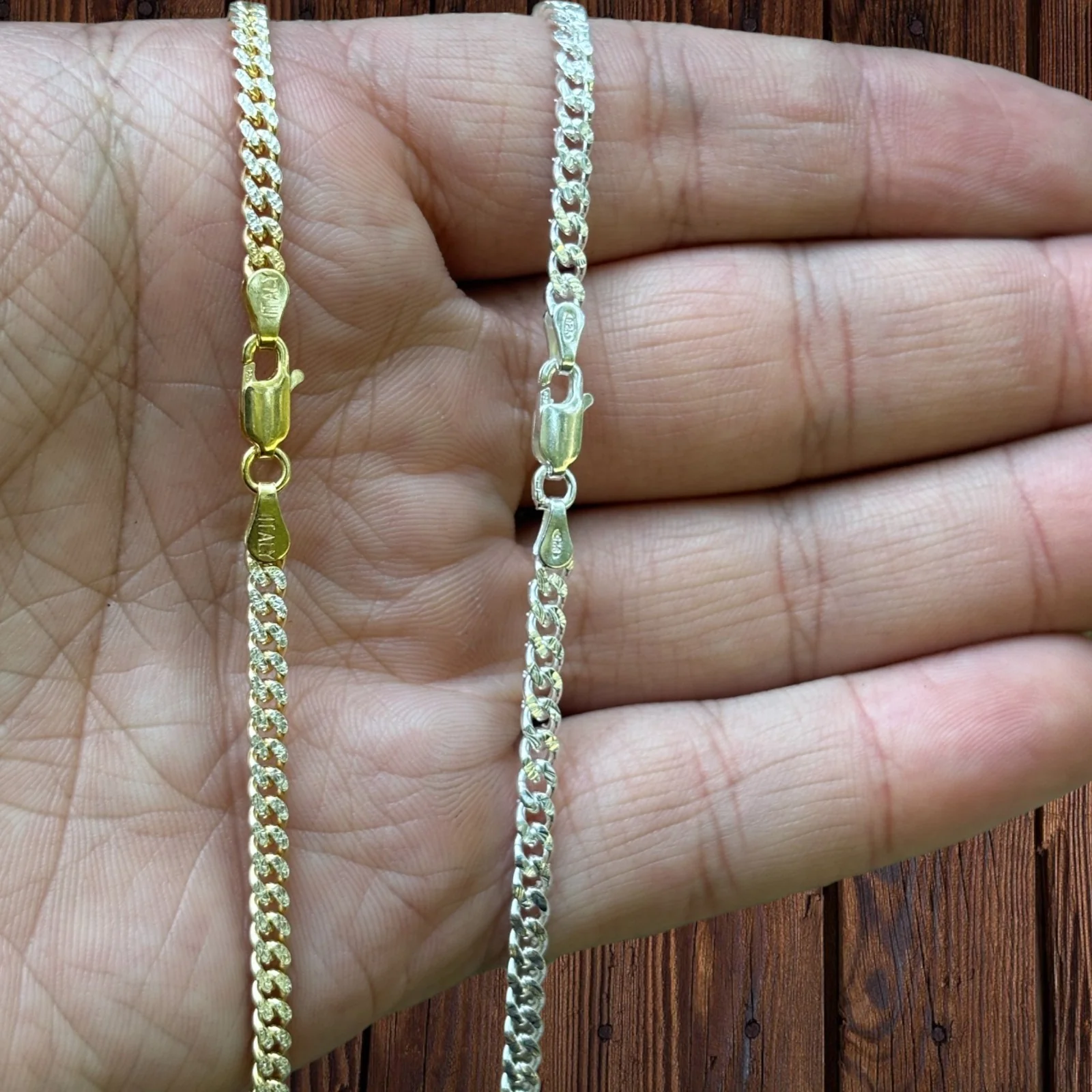 925 Sterling Silver 3mm Diamond Cut Miami Cuban Chain Necklace - Image 6