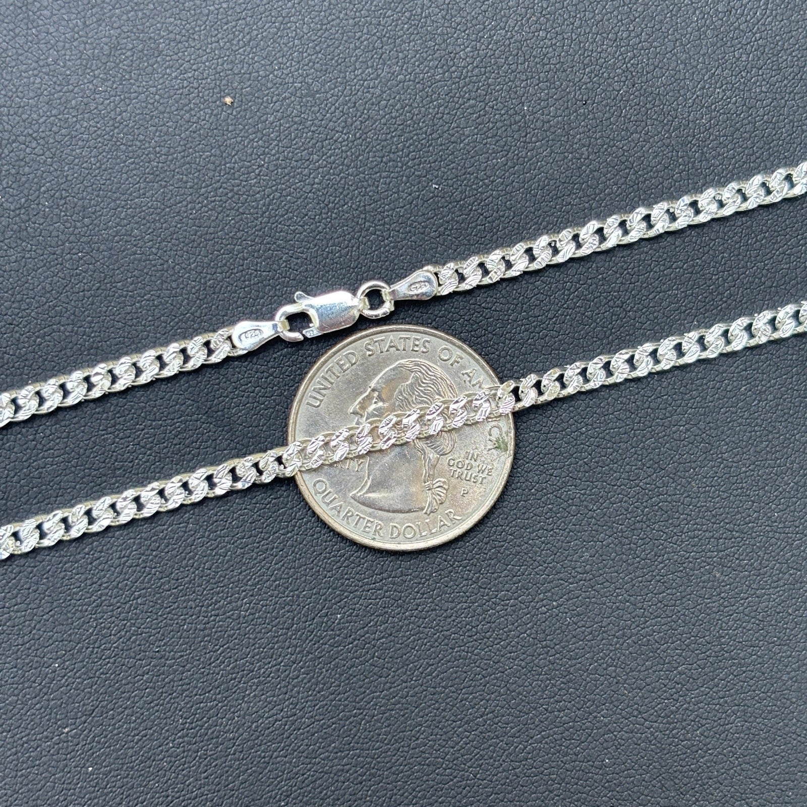 925 Sterling Silver 3mm Diamond Cut Miami Cuban Chain Necklace - Image 9