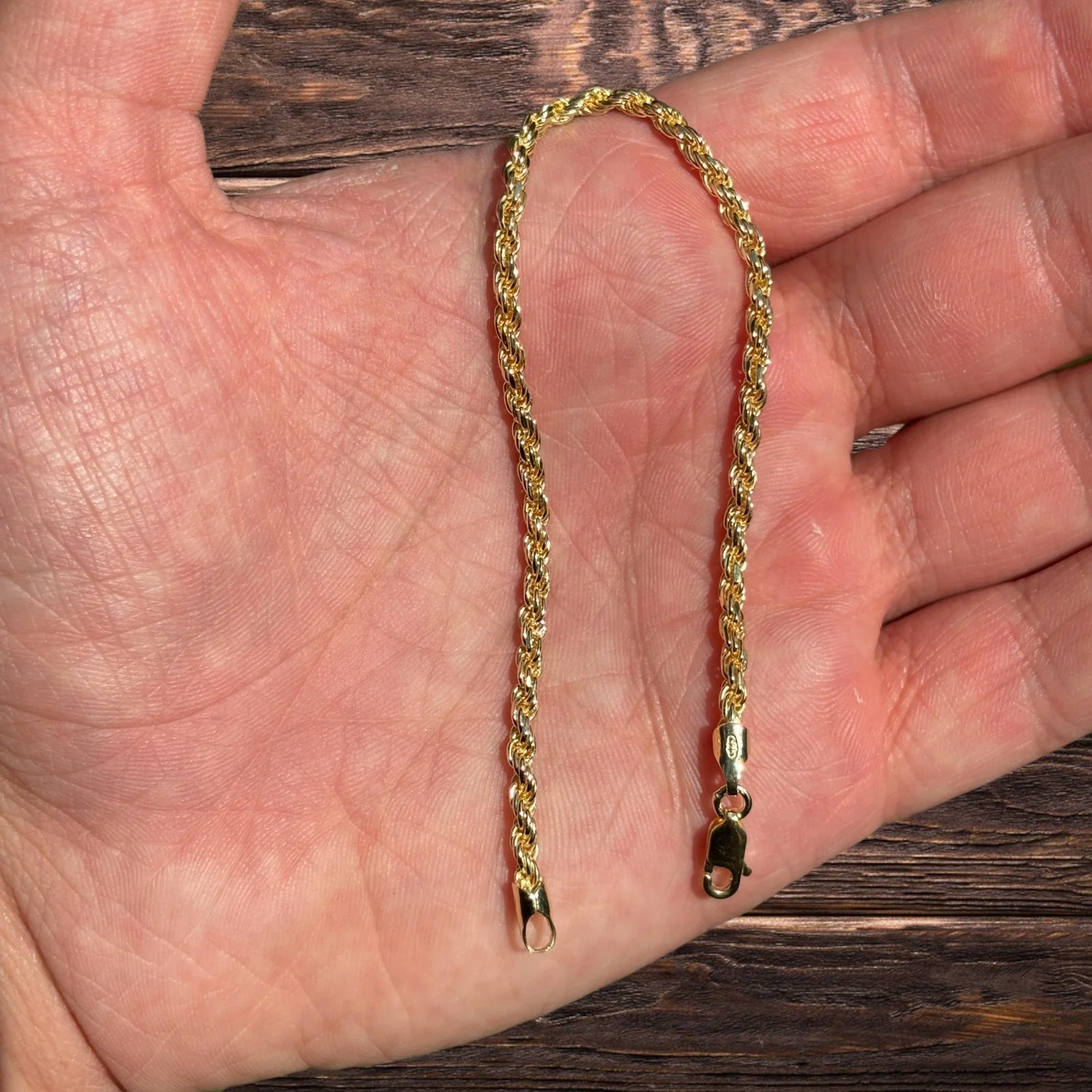 925 Sterling Silver 3mm Diamond Cut Rope Bracelet - Image 5