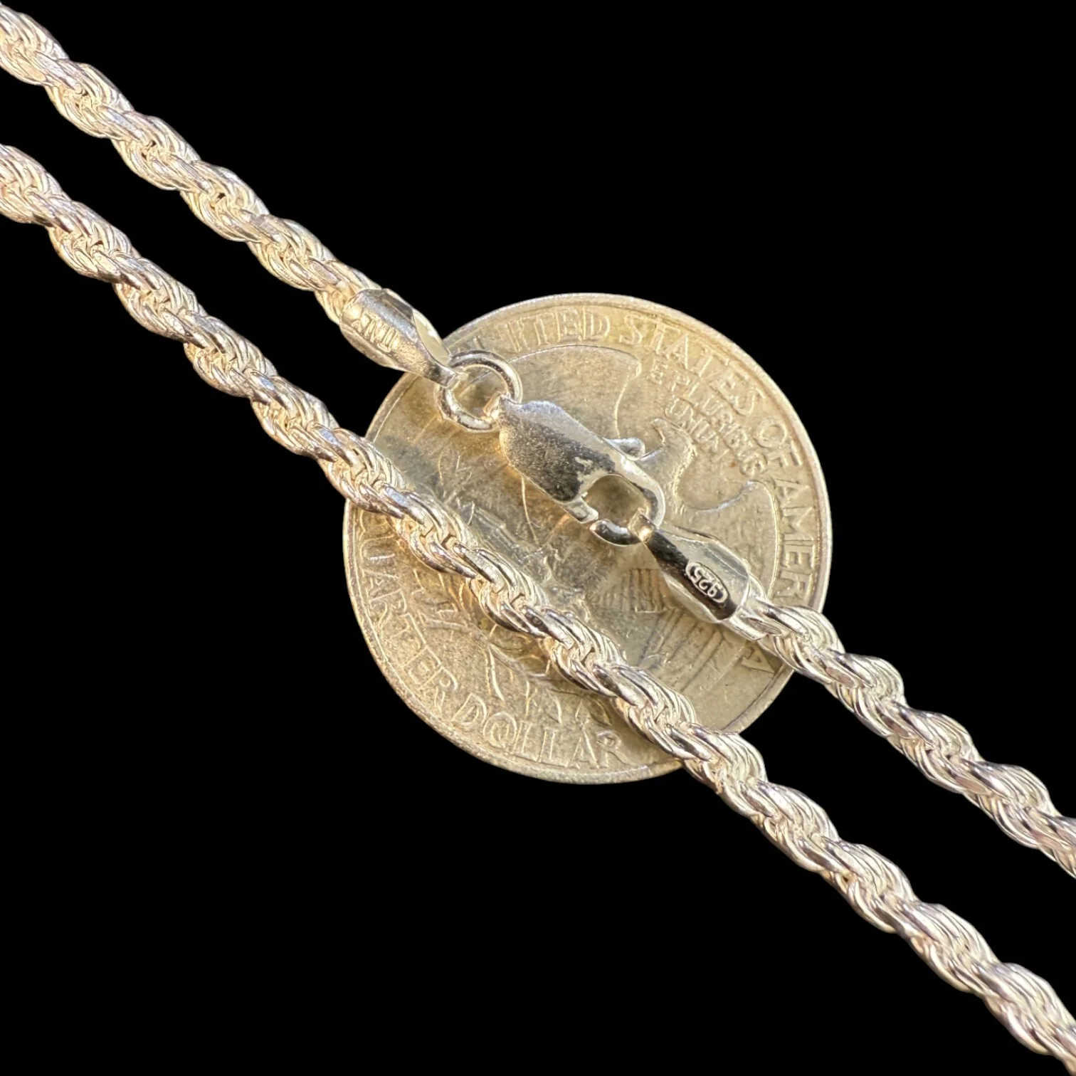 925 Sterling Silver 3mm Diamond Cut Rope Chain Necklace - Image 6