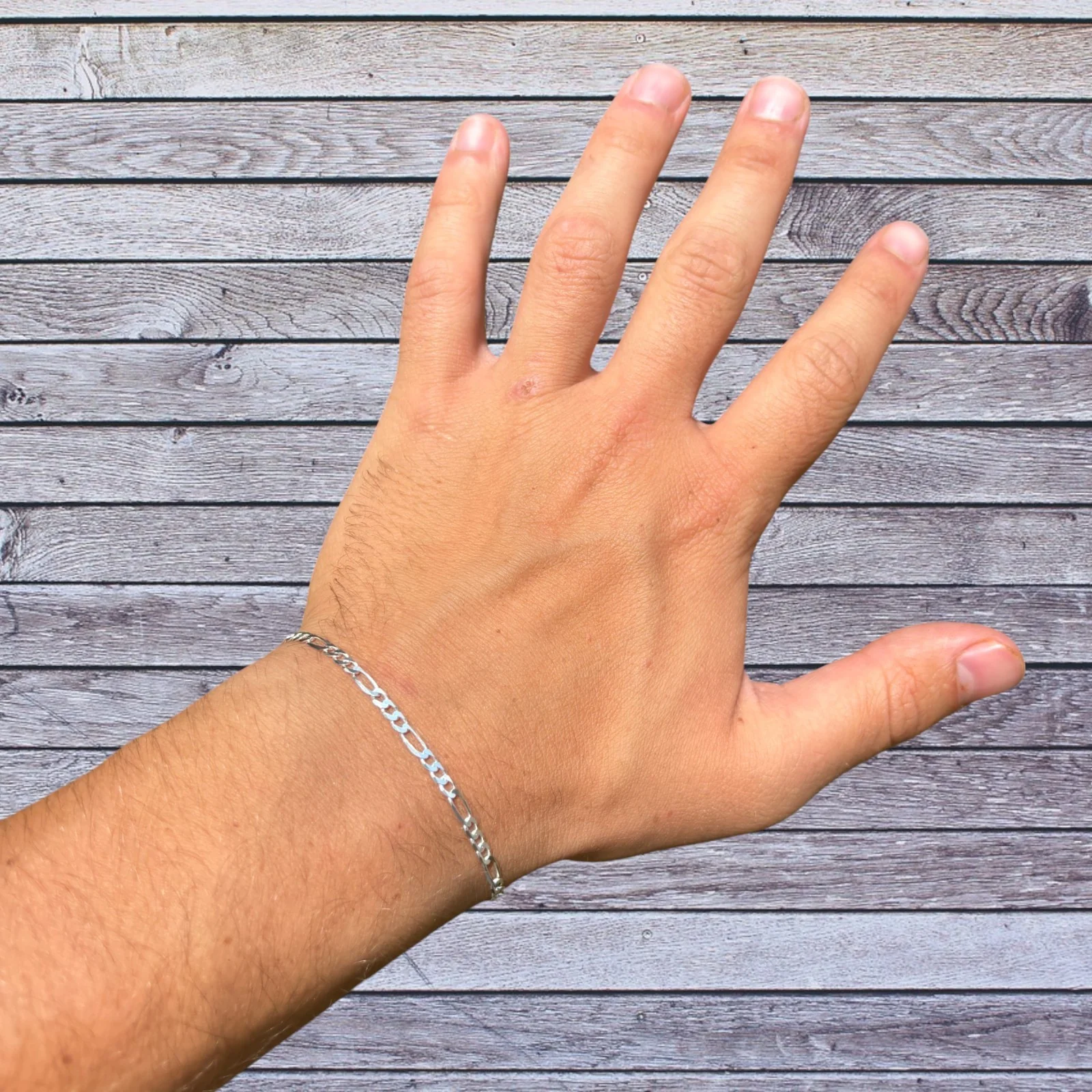 925 Sterling Silver 3mm Figaro Bracelet - Image 6