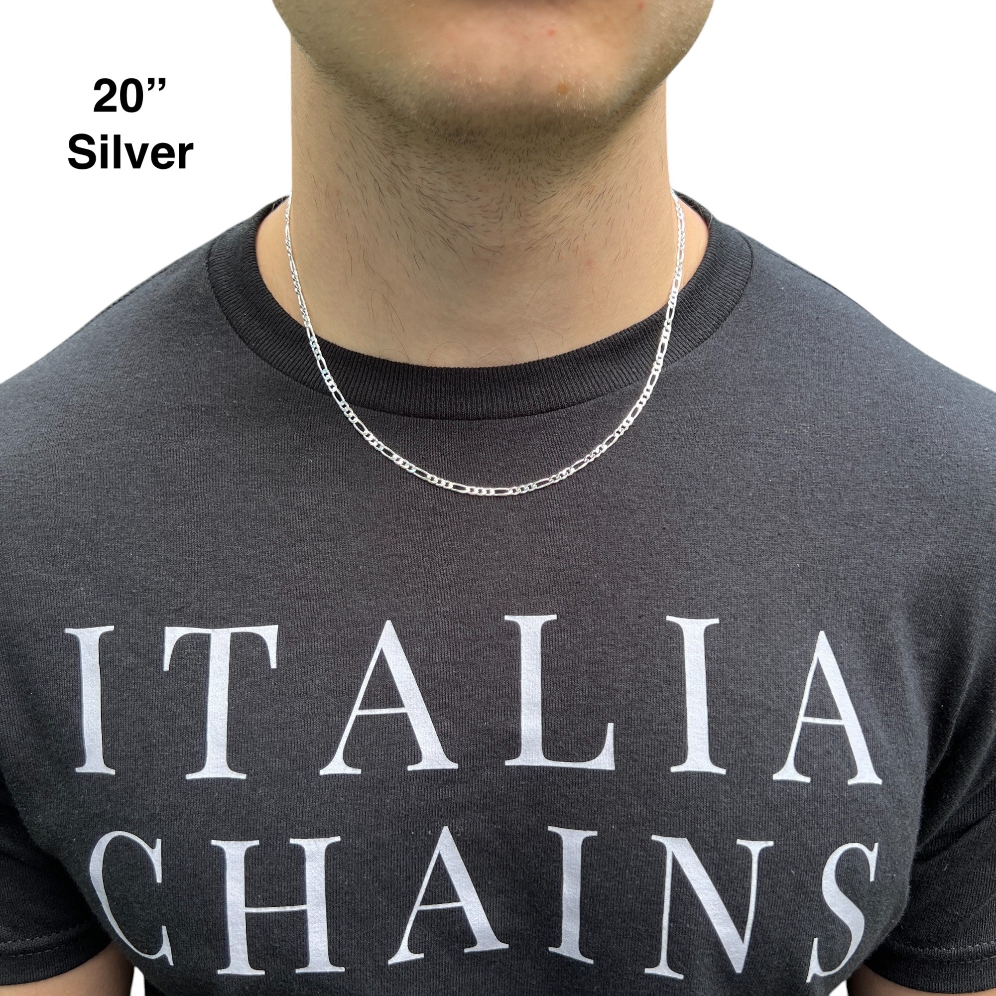 925 Sterling Silver 3mm Figaro Chain Necklace - Image 10