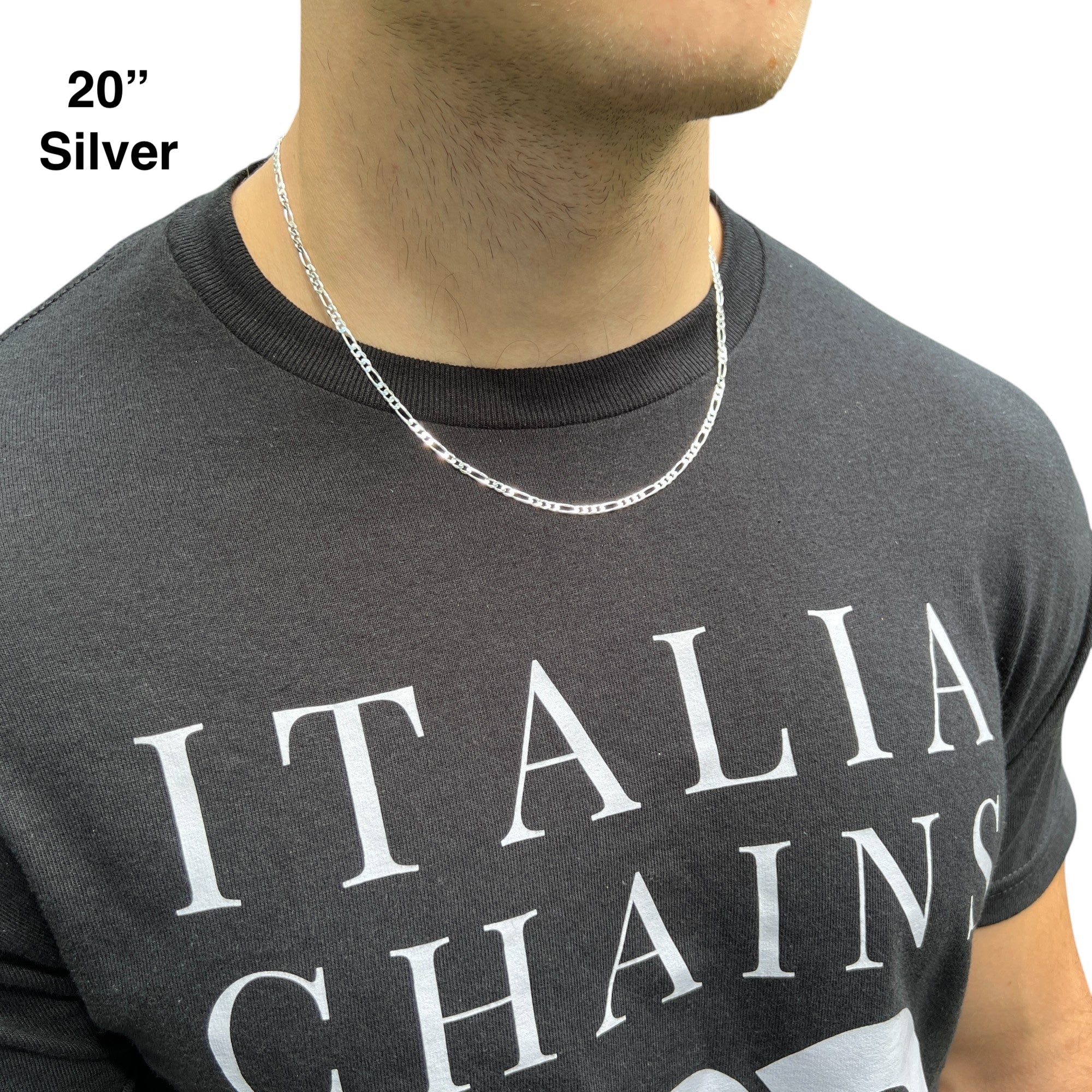 925 Sterling Silver 3mm Figaro Chain Necklace - Image 11