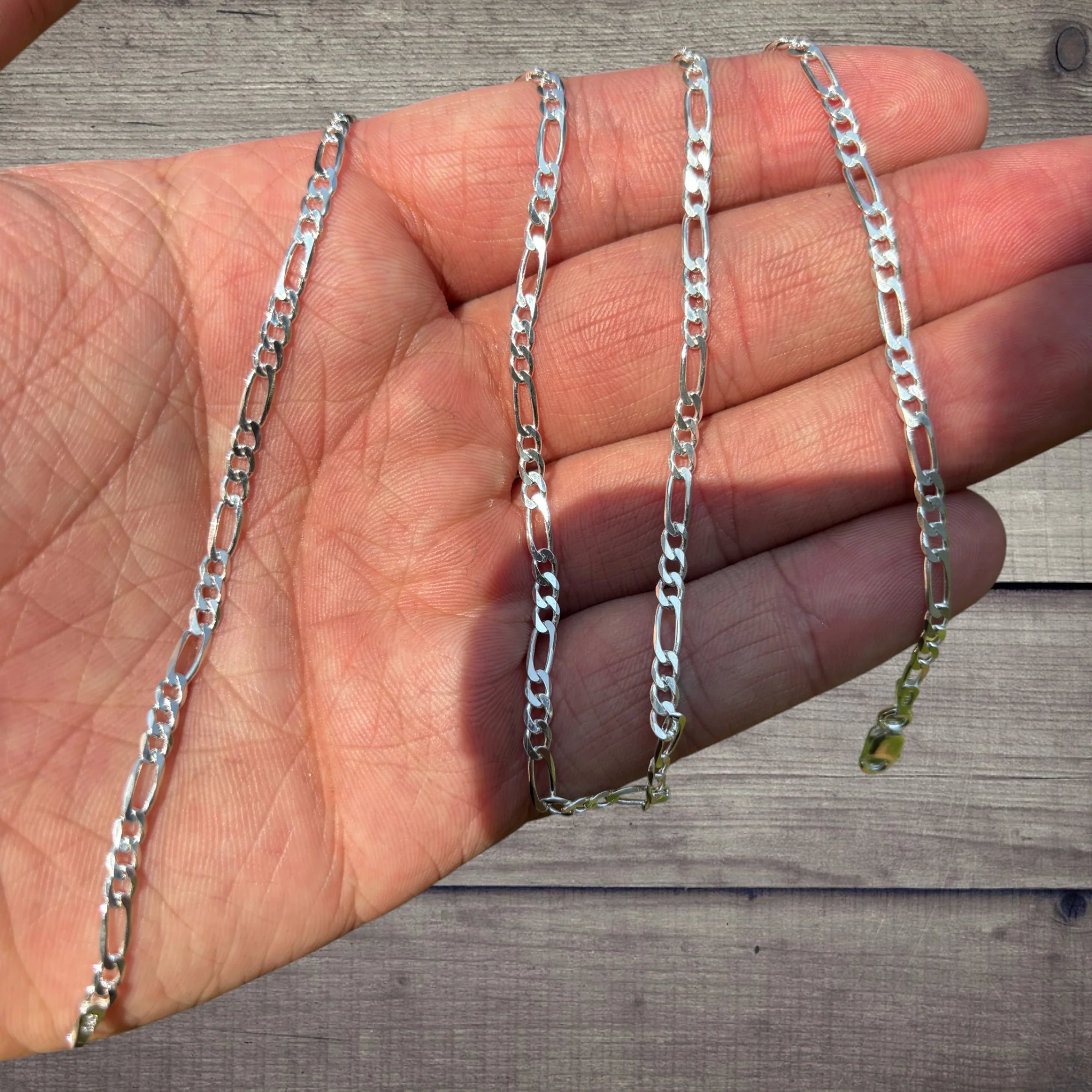 925 Sterling Silver 3mm Figaro Chain Necklace - Image 4