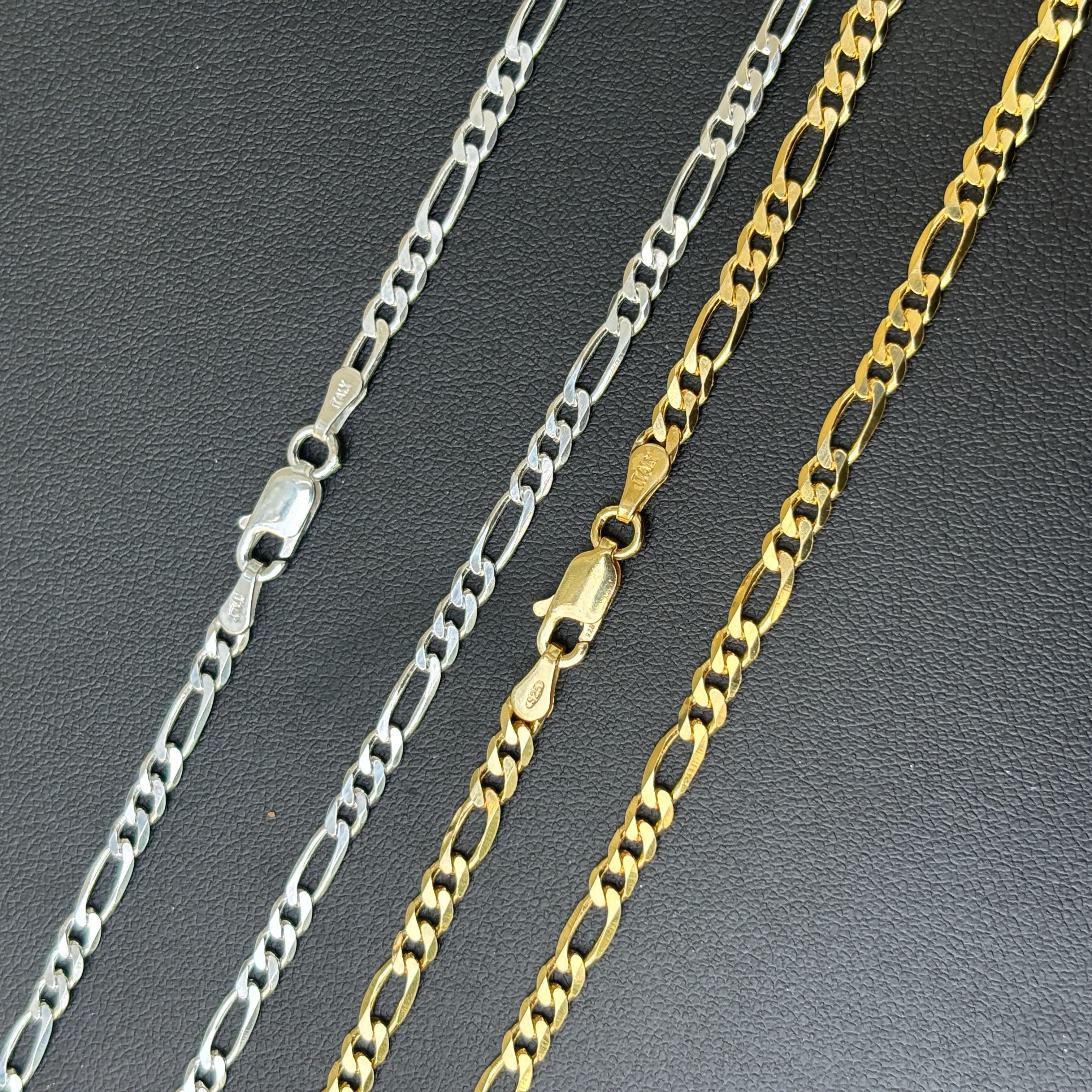 925 Sterling Silver 3mm Figaro Chain Necklace - Image 8