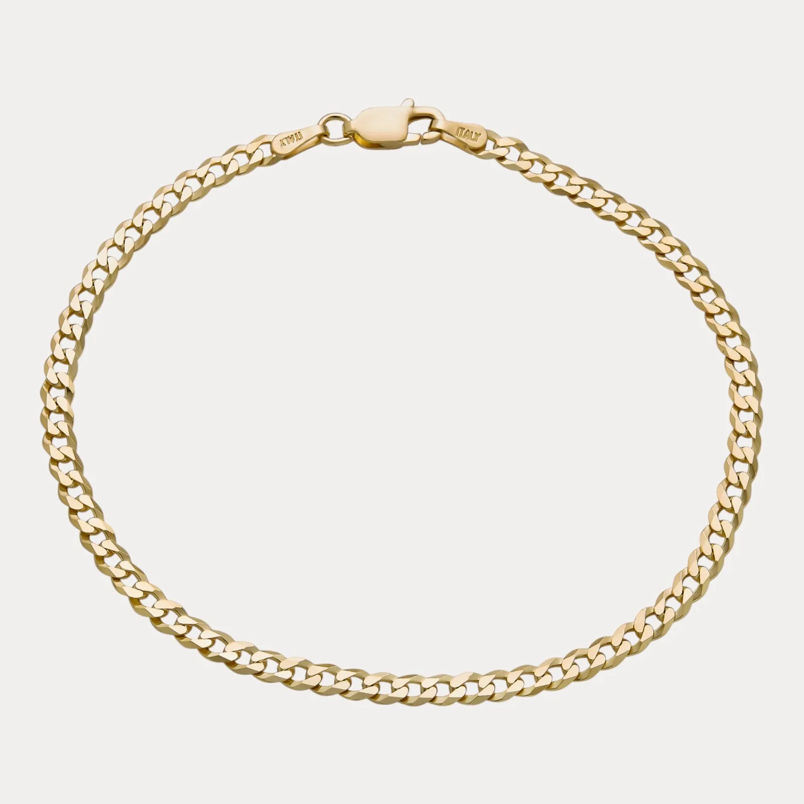 925 Sterling Silver 3mm Flat Curb Bracelet - Image 2