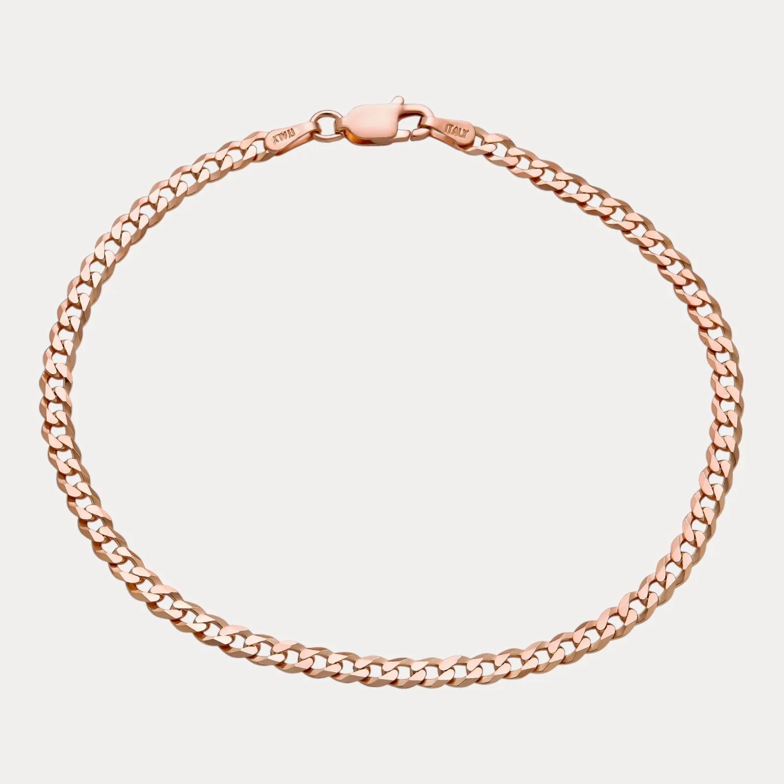 925 Sterling Silver 3mm Flat Curb Bracelet - Image 3