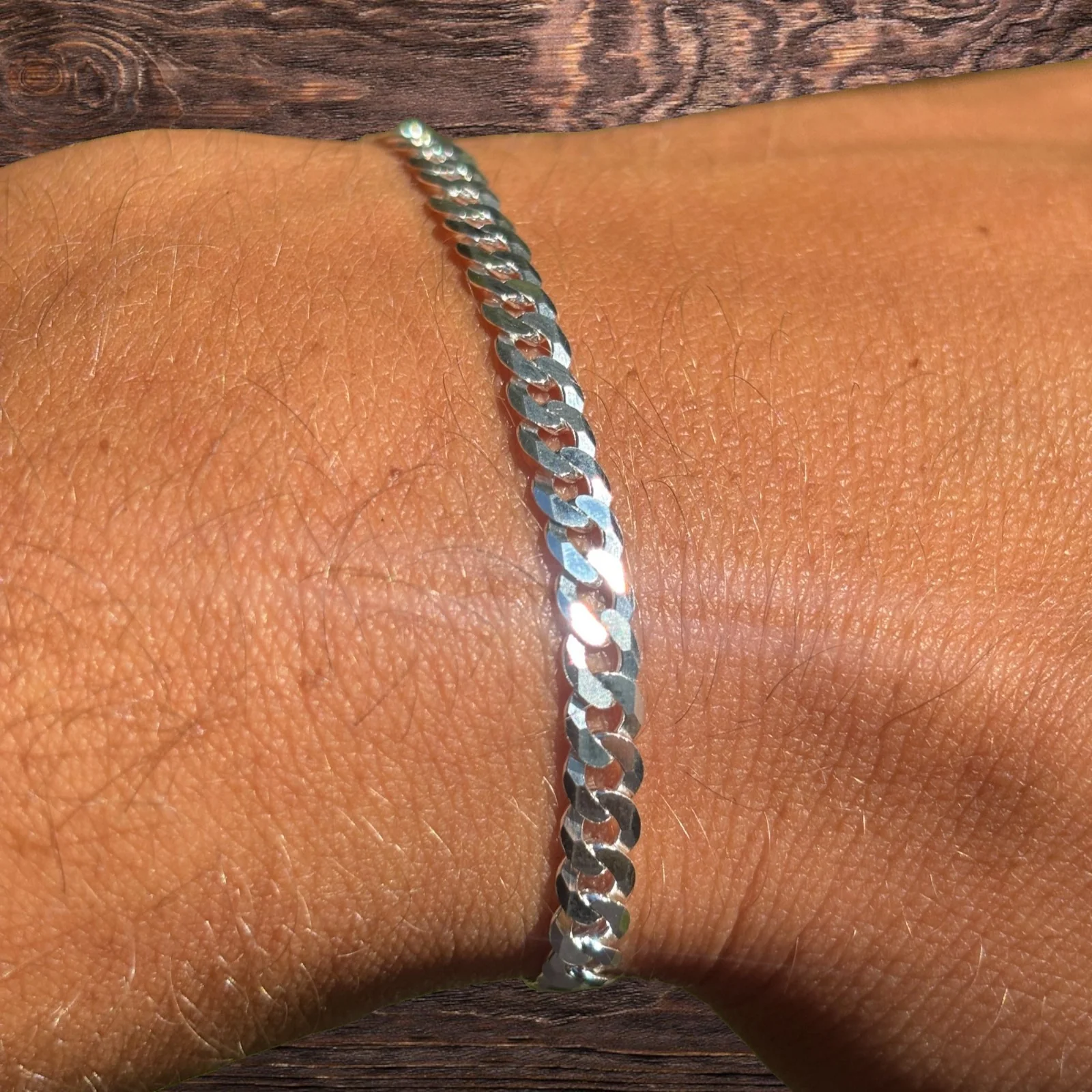 925 Sterling Silver 3mm Flat Curb Bracelet - Image 7