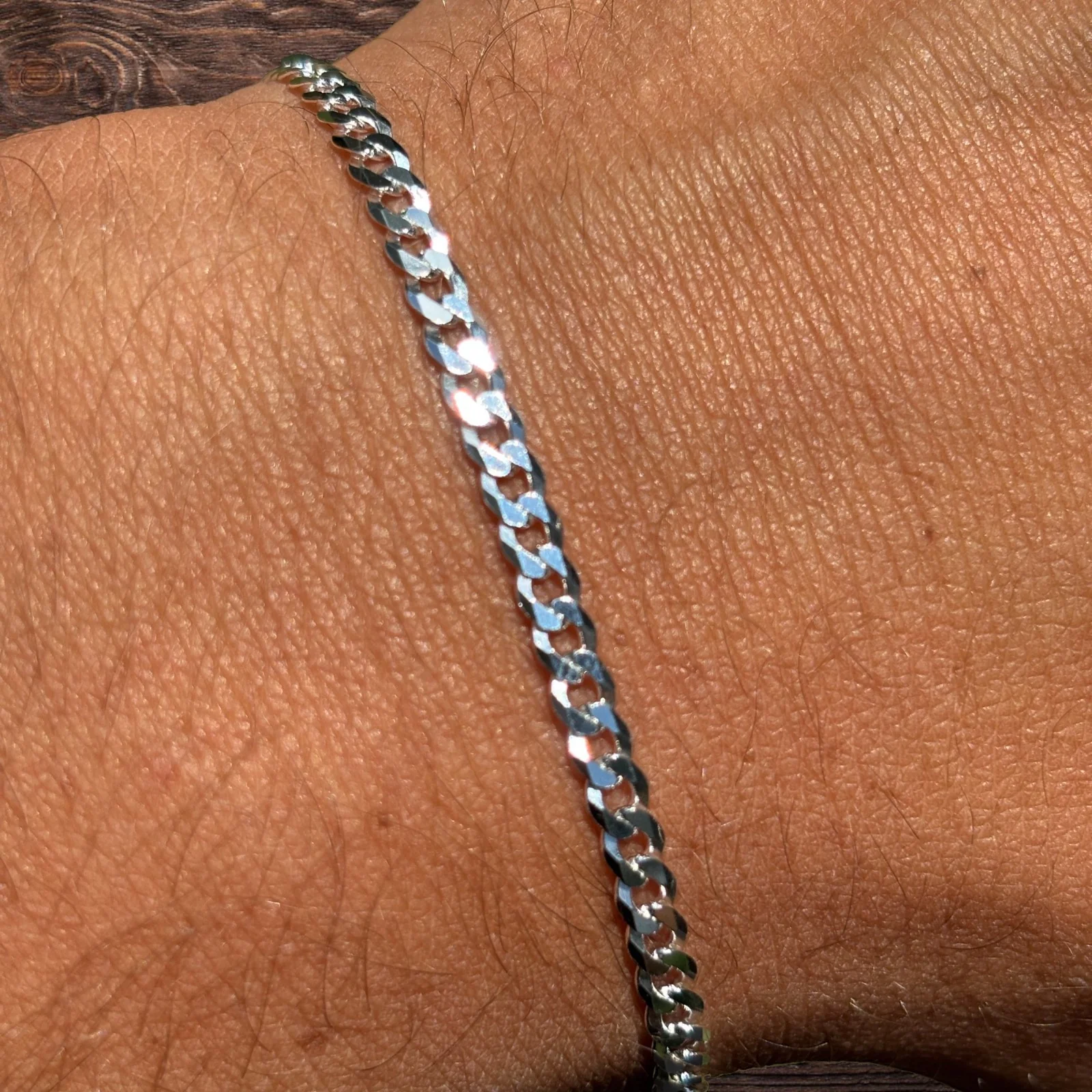 925 Sterling Silver 3mm Flat Curb Bracelet - Image 8