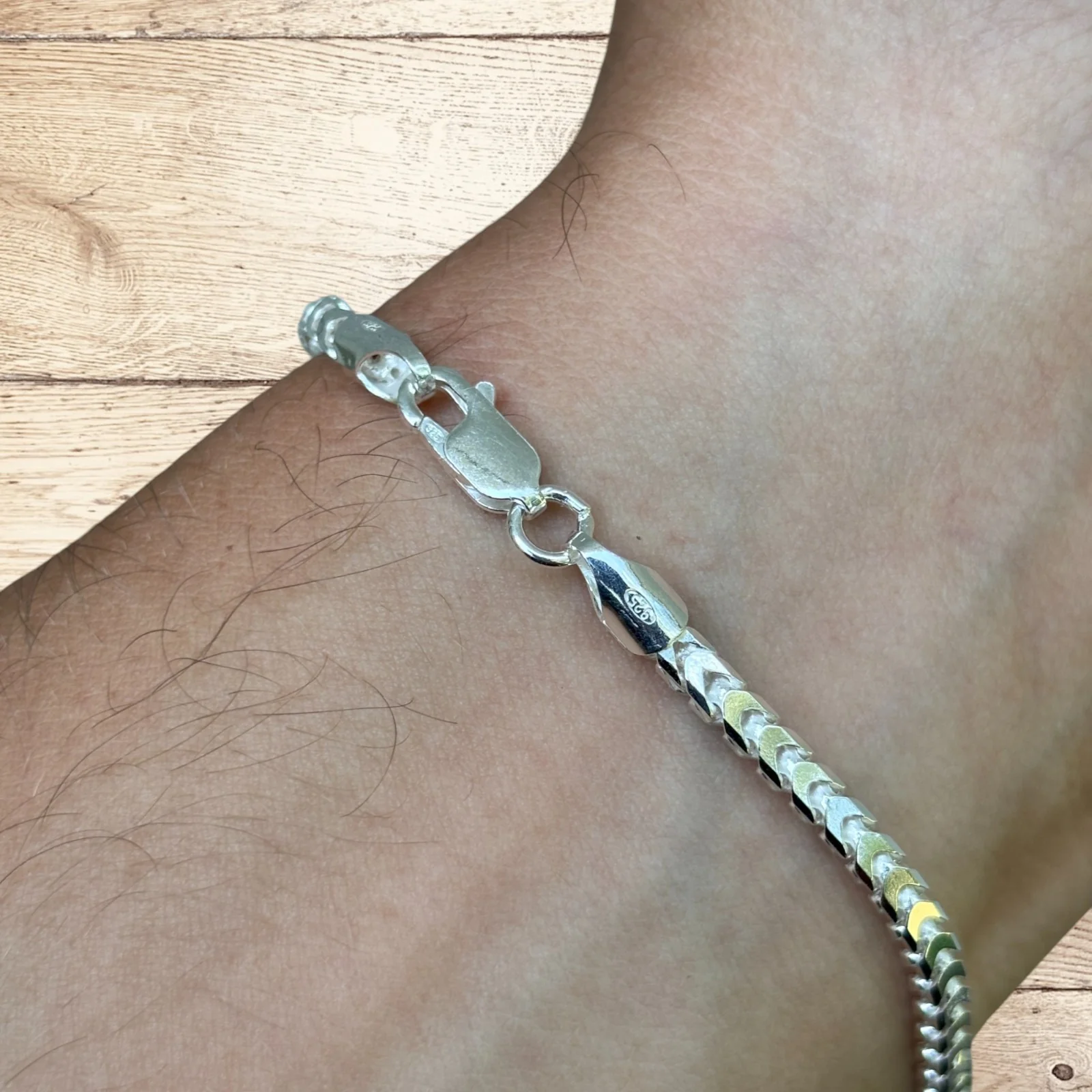 925 Sterling Silver 3mm Franco Bracelet - Image 6