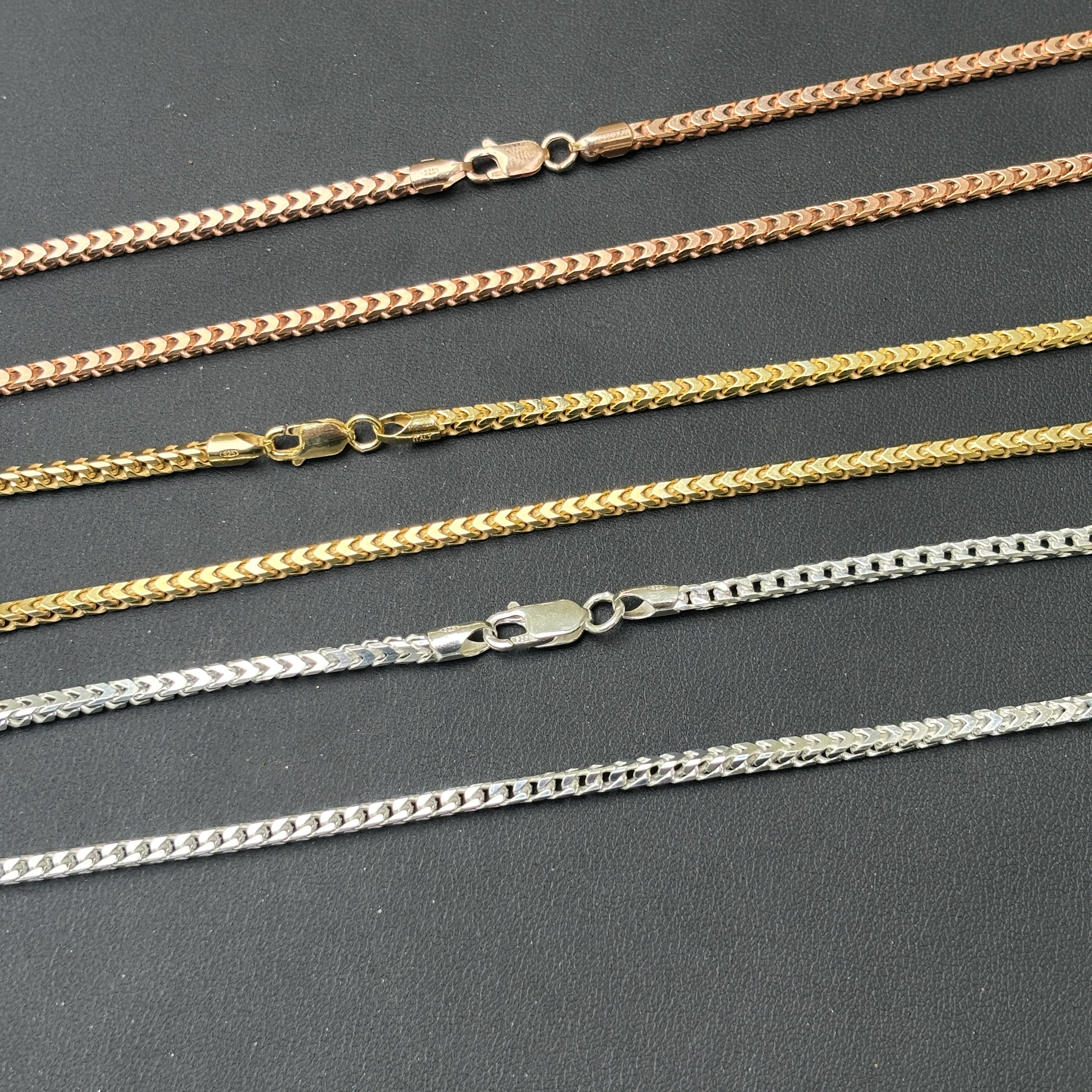925 Sterling Silver 3mm Franco Chain Necklace - Image 11