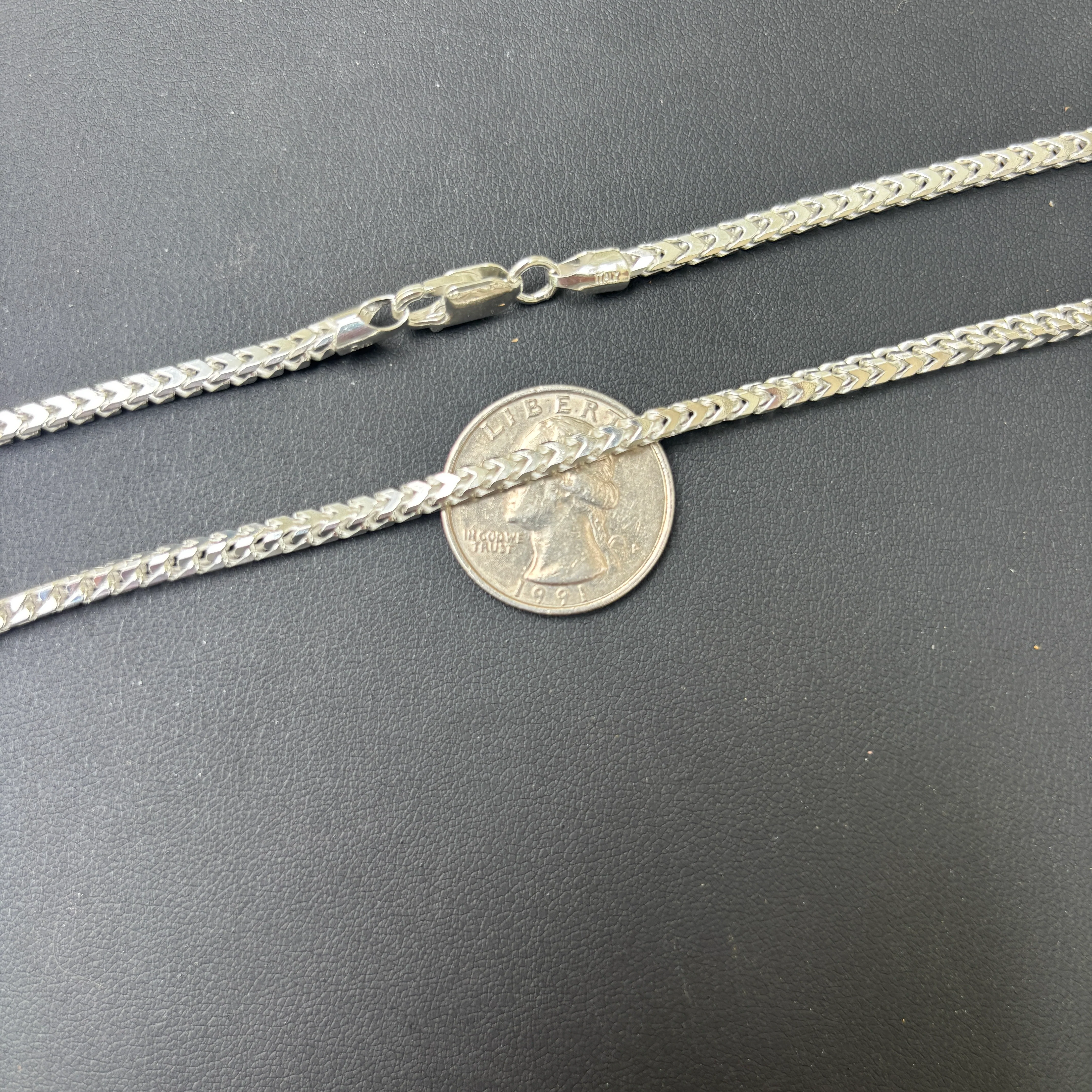 925 Sterling Silver 3mm Franco Chain Necklace - Image 12