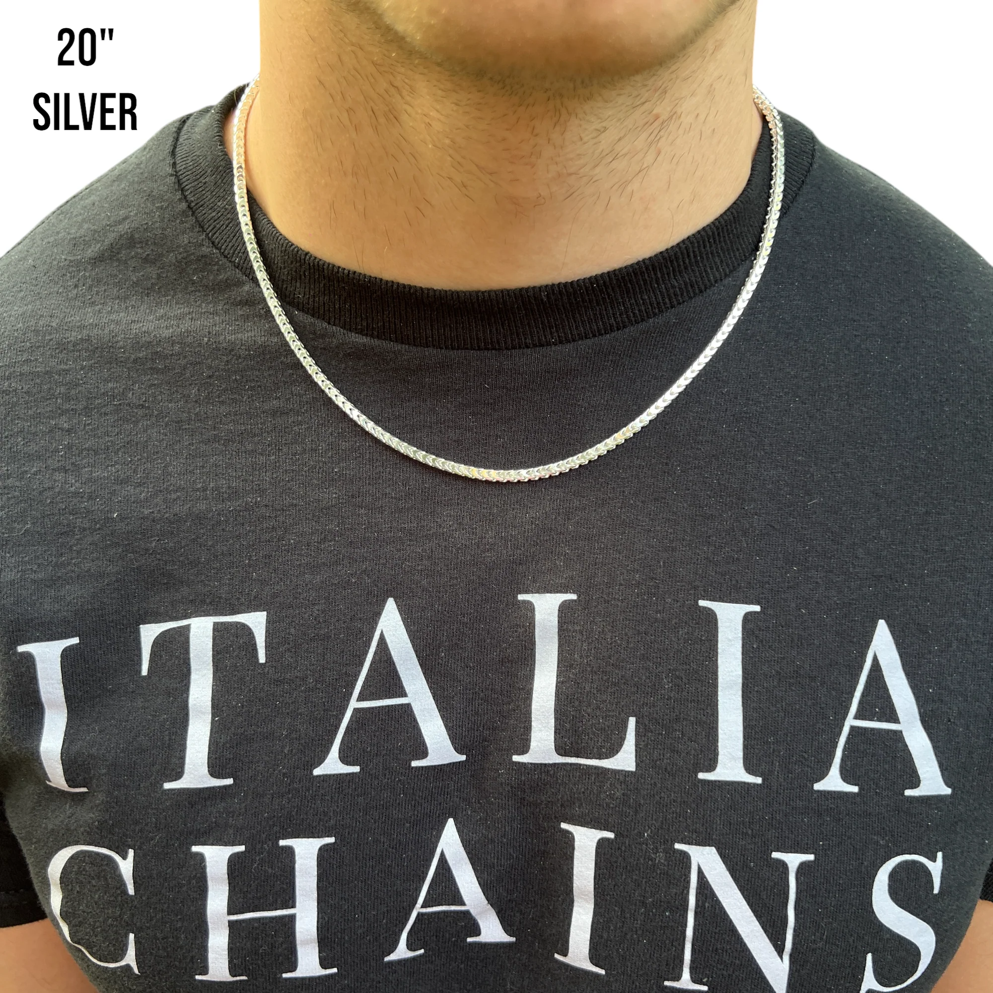 925 Sterling Silver 3mm Franco Chain Necklace - Image 13