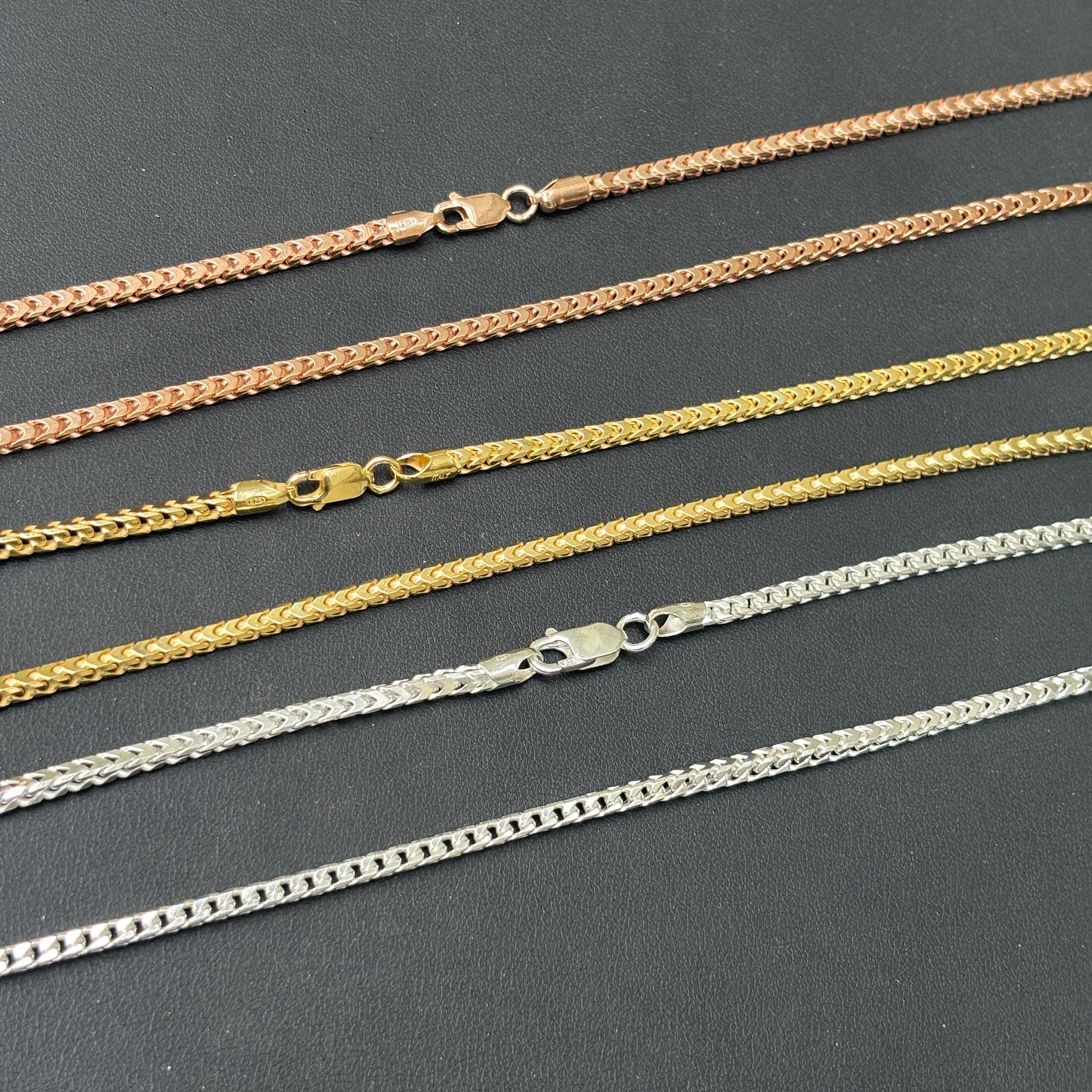 925 Sterling Silver 3mm Franco Chain Necklace - Image 4