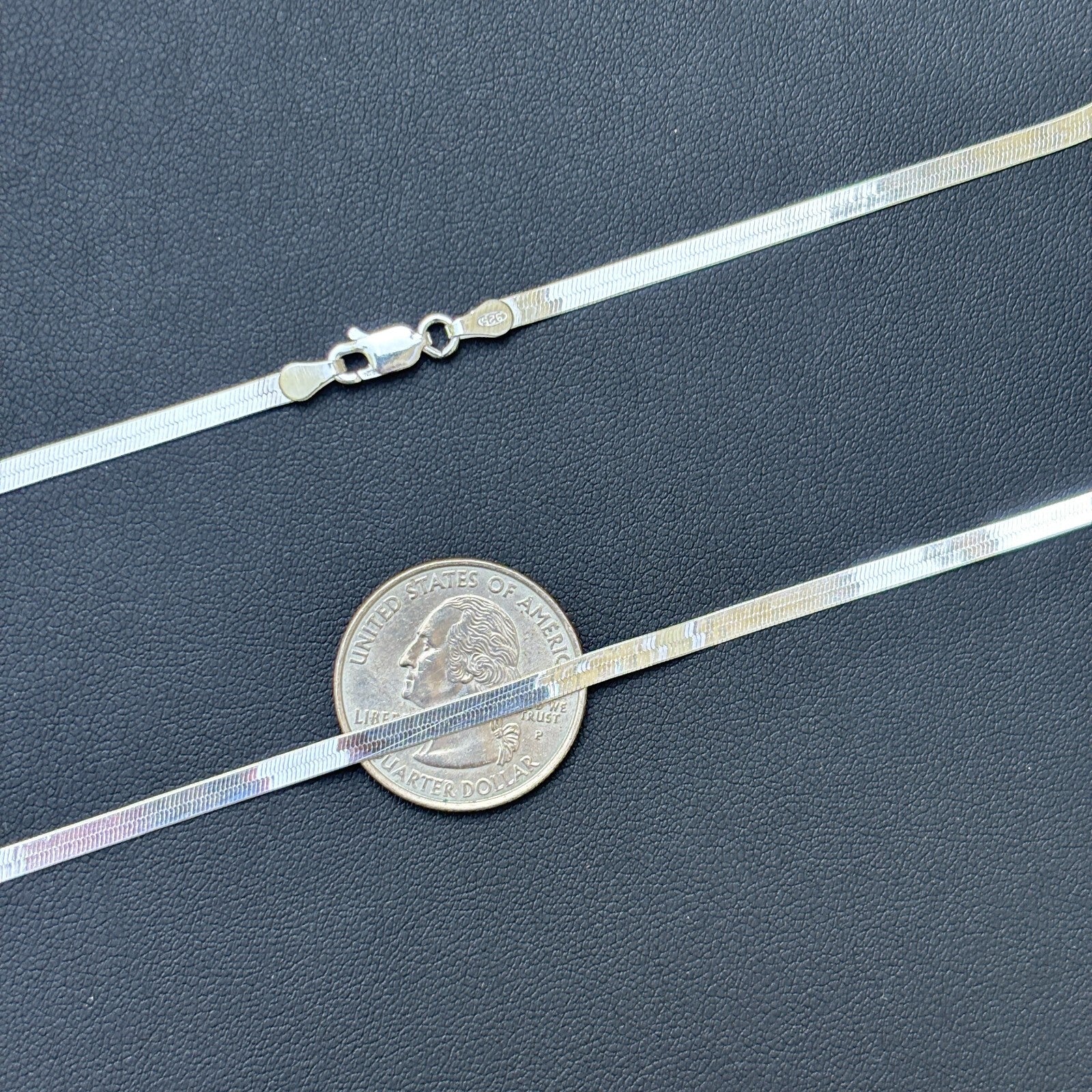 925 Sterling Silver 3mm Herringbone Chain Necklace - Image 10