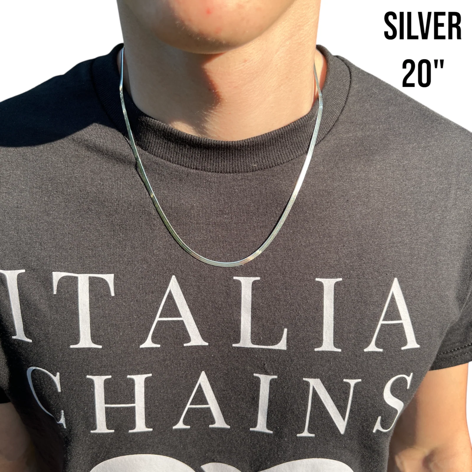 925 Sterling Silver 3mm Herringbone Chain Necklace - Image 11