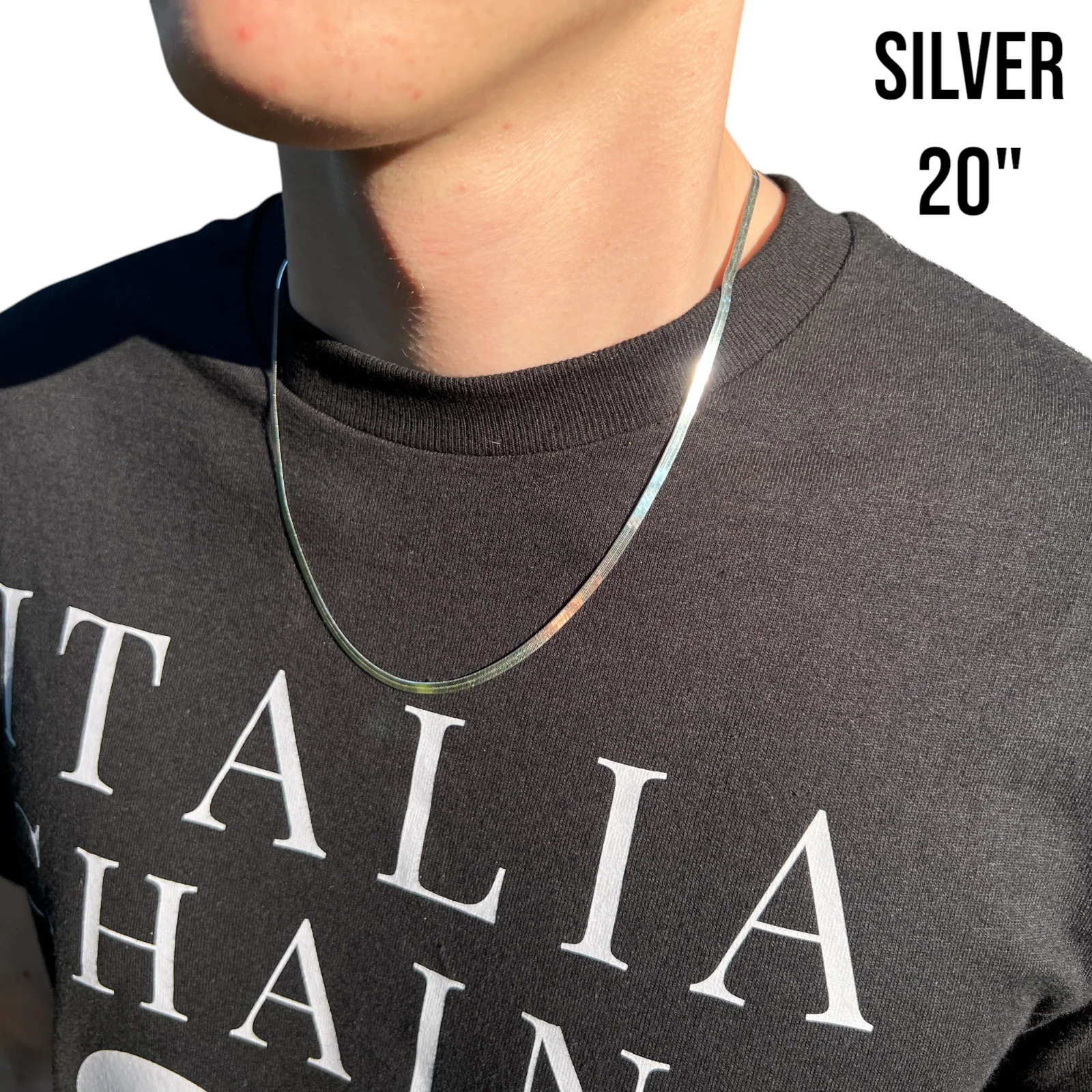 925 Sterling Silver 3mm Herringbone Chain Necklace - Image 12