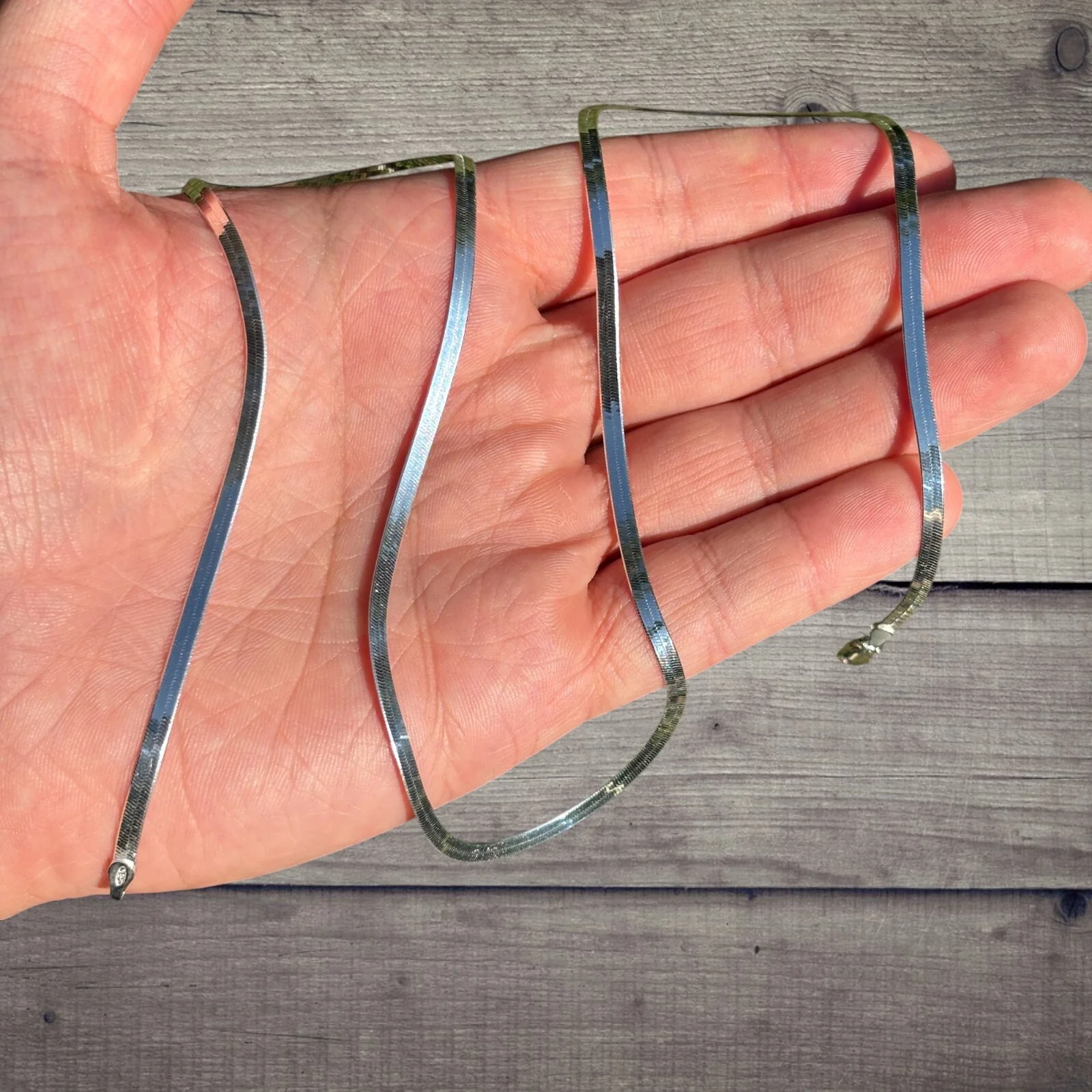 925 Sterling Silver 3mm Herringbone Chain Necklace - Image 5