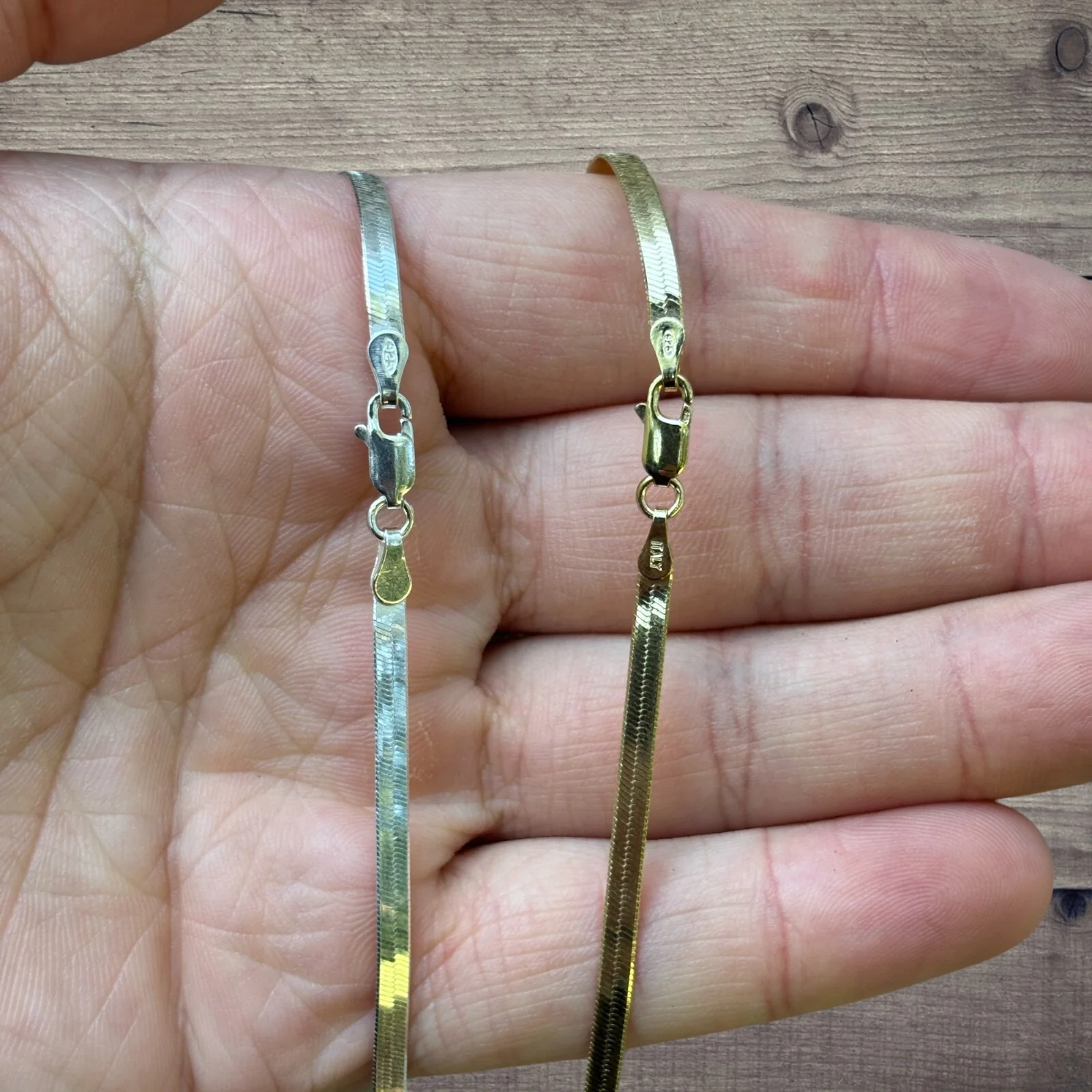 925 Sterling Silver 3mm Herringbone Chain Necklace - Image 6
