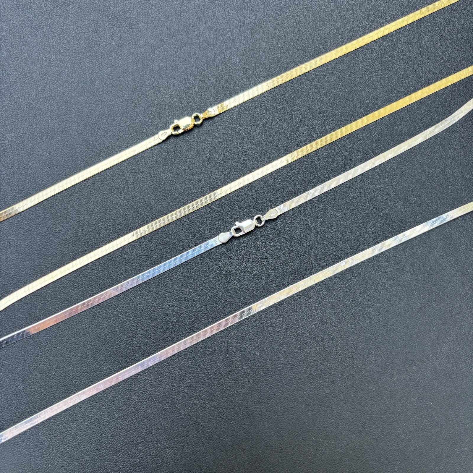 925 Sterling Silver 3mm Herringbone Chain Necklace - Image 9