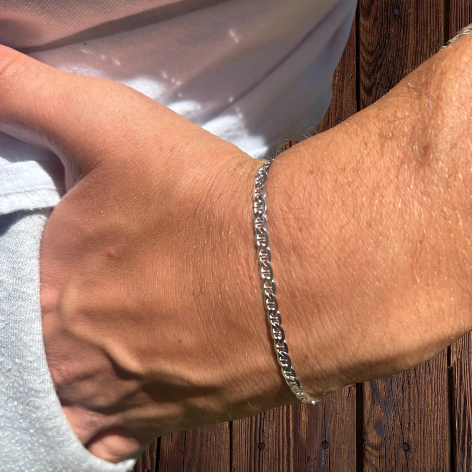 925 Sterling Silver 3mm Mariner Bracelet - Image 10