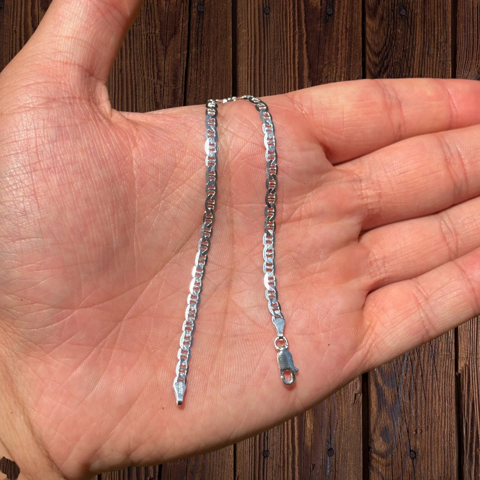 925 Sterling Silver 3mm Mariner Bracelet - Image 4