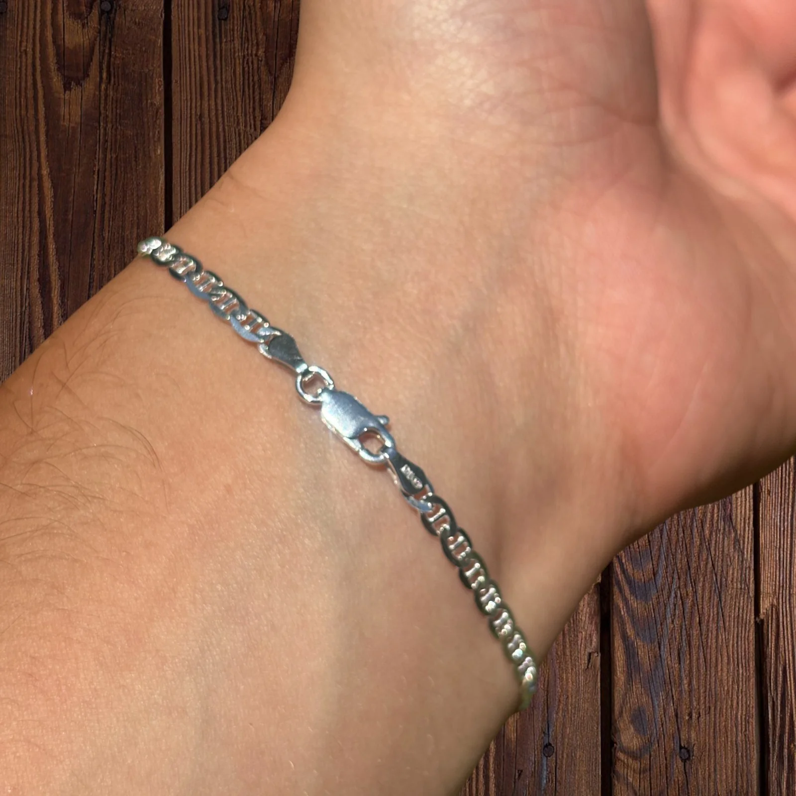 925 Sterling Silver 3mm Mariner Bracelet - Image 8