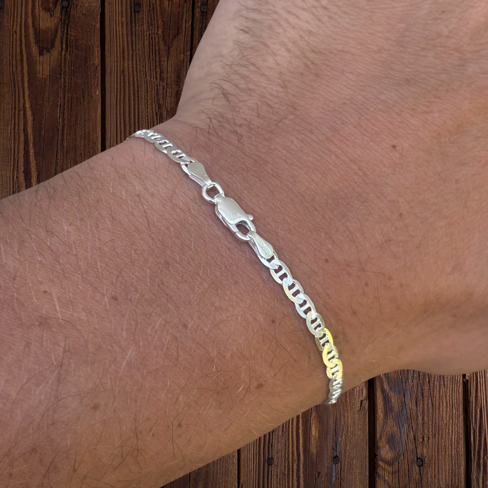 925 Sterling Silver 3mm Mariner Bracelet - Image 9