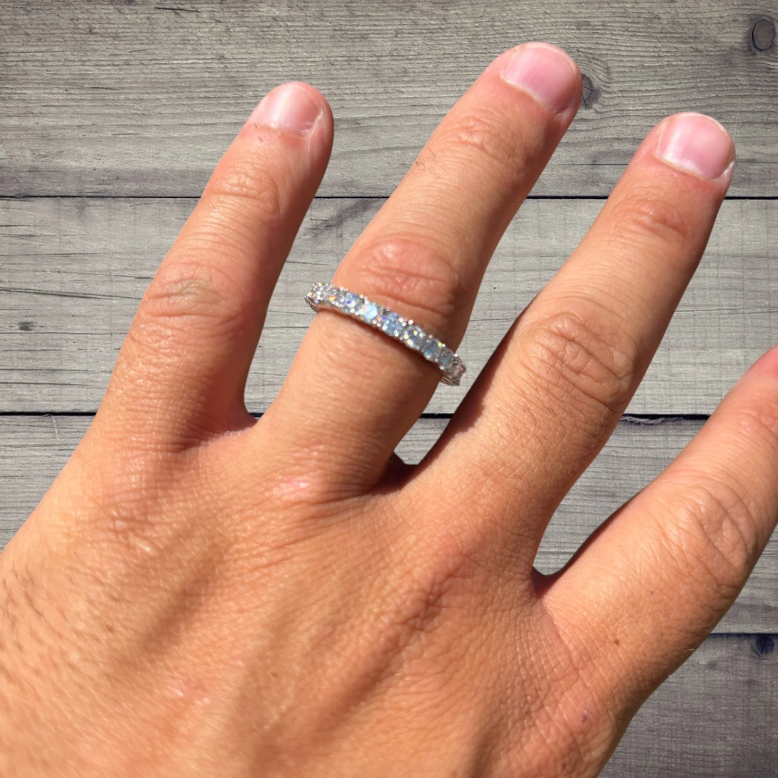 925 Sterling Silver 3mm Moissanite Wedding Band Eternity Ring - Image 10