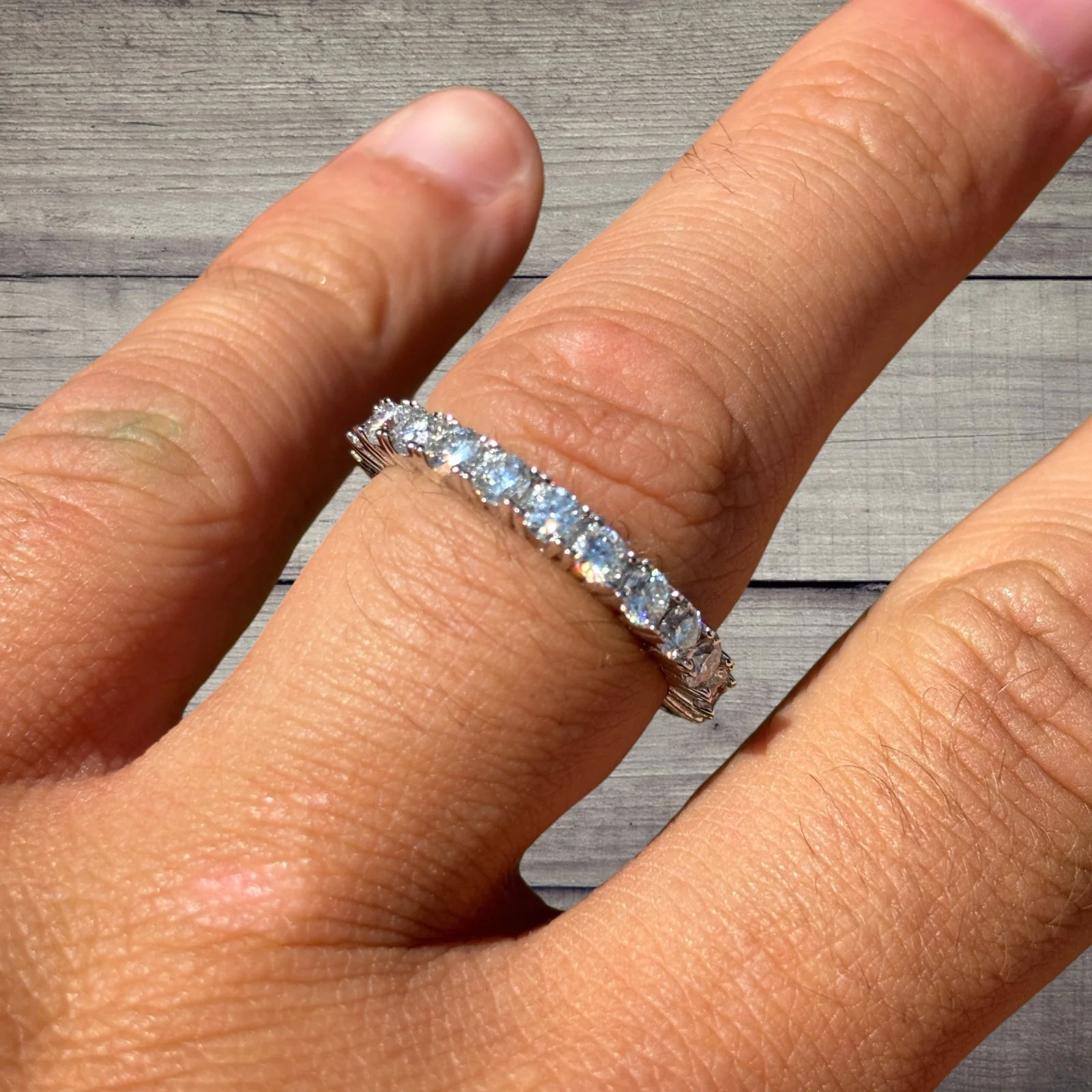 925 Sterling Silver 3mm Moissanite Wedding Band Eternity Ring - Image 3