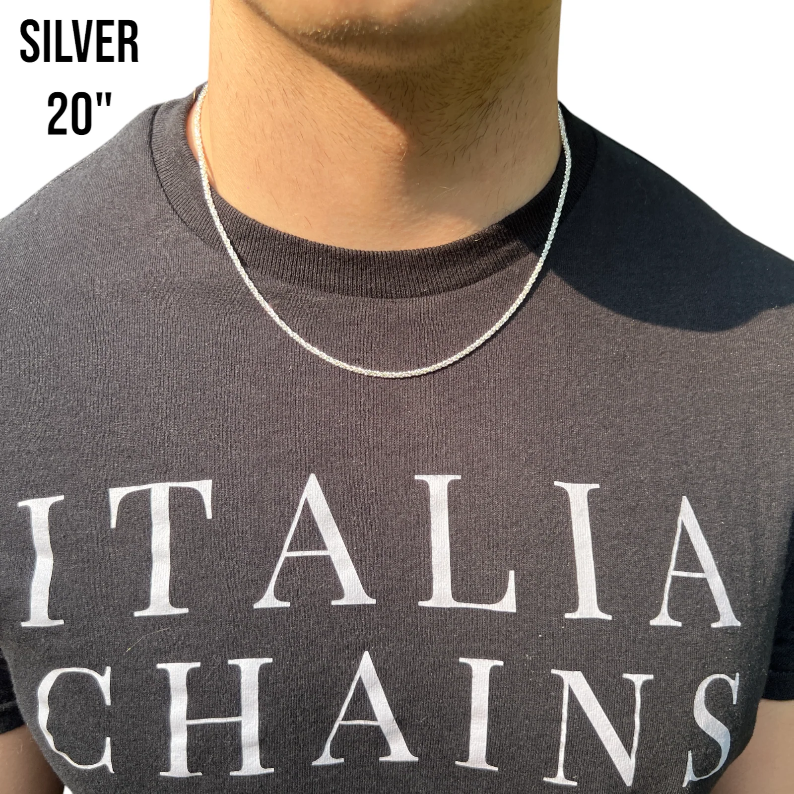925 Sterling Silver 3mm Sparkle Rock Chain Necklace - Image 16