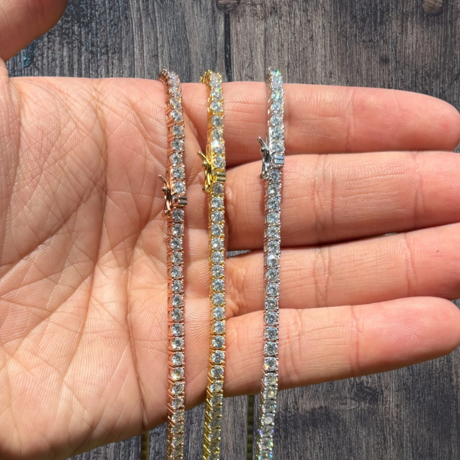 925 Sterling Silver 3mm Tennis Chain Necklace - CZ Or Moissanite - Image 10