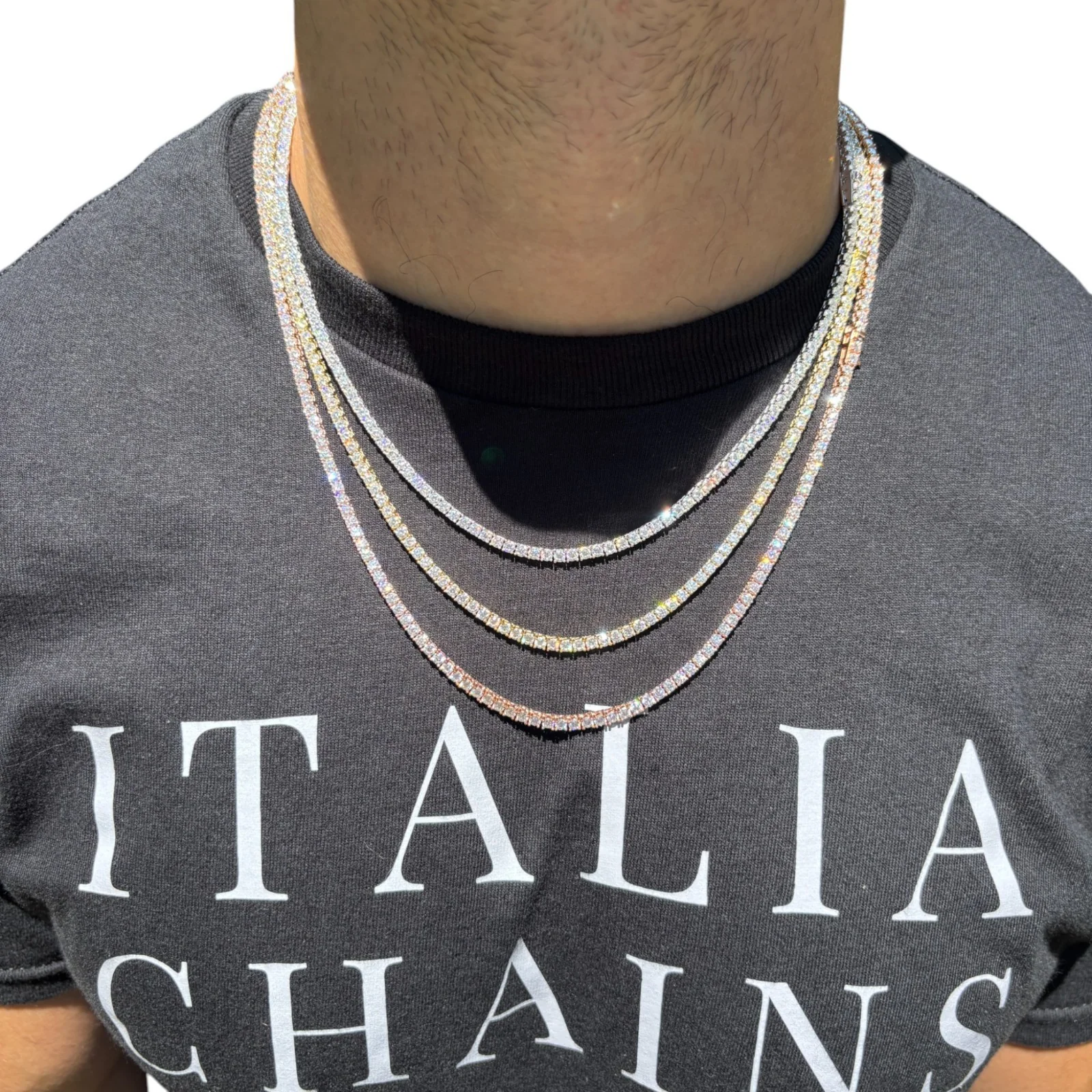 925 Sterling Silver 3mm Tennis Chain Necklace - CZ Or Moissanite - Image 14