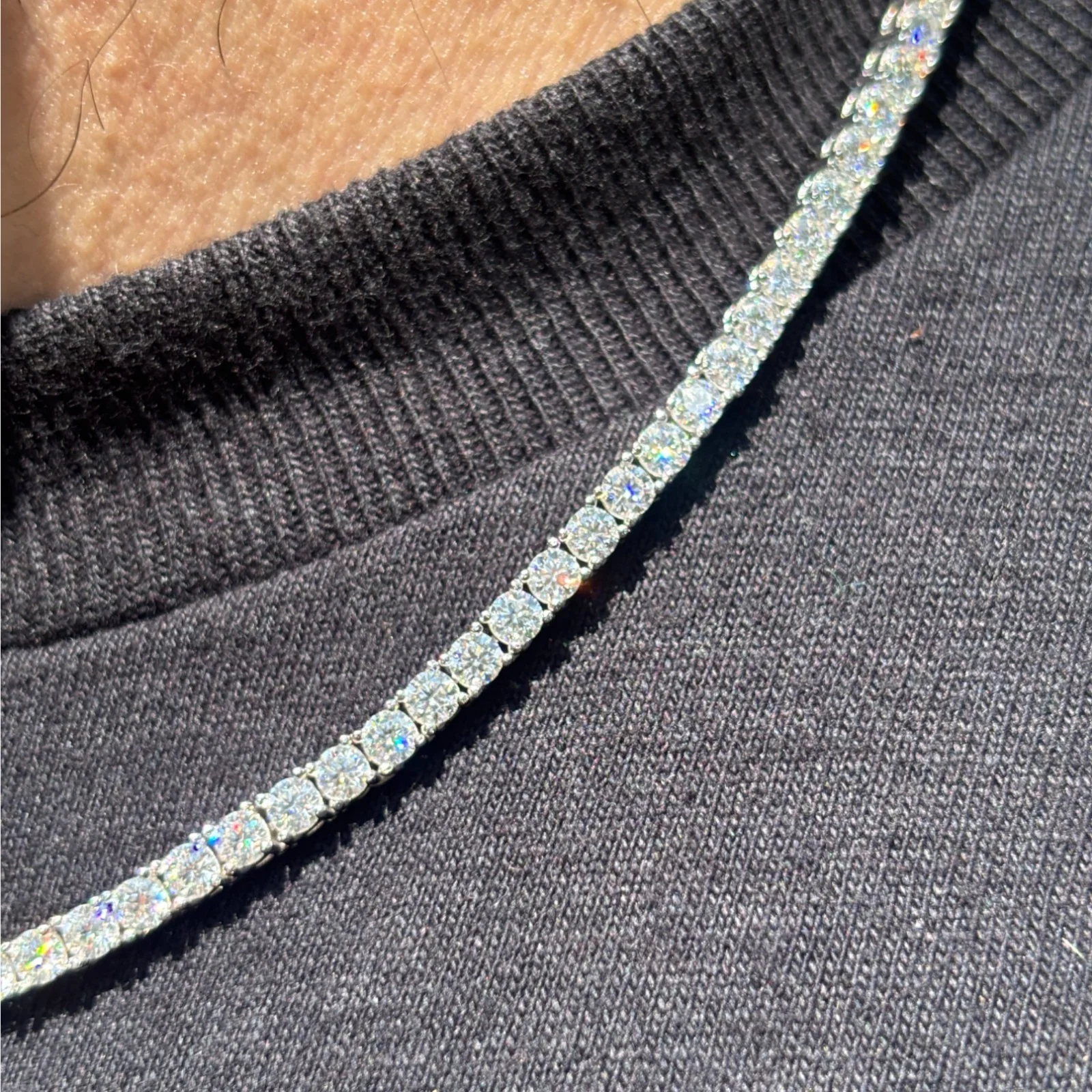 925 Sterling Silver 3mm Tennis Chain Necklace - CZ Or Moissanite - Image 16