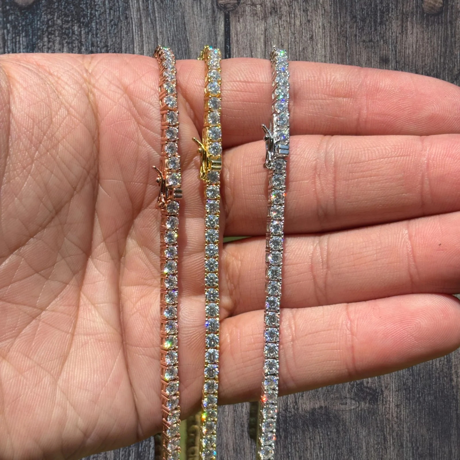 925 Sterling Silver 3mm Tennis Chain Necklace - CZ Or Moissanite - Image 6