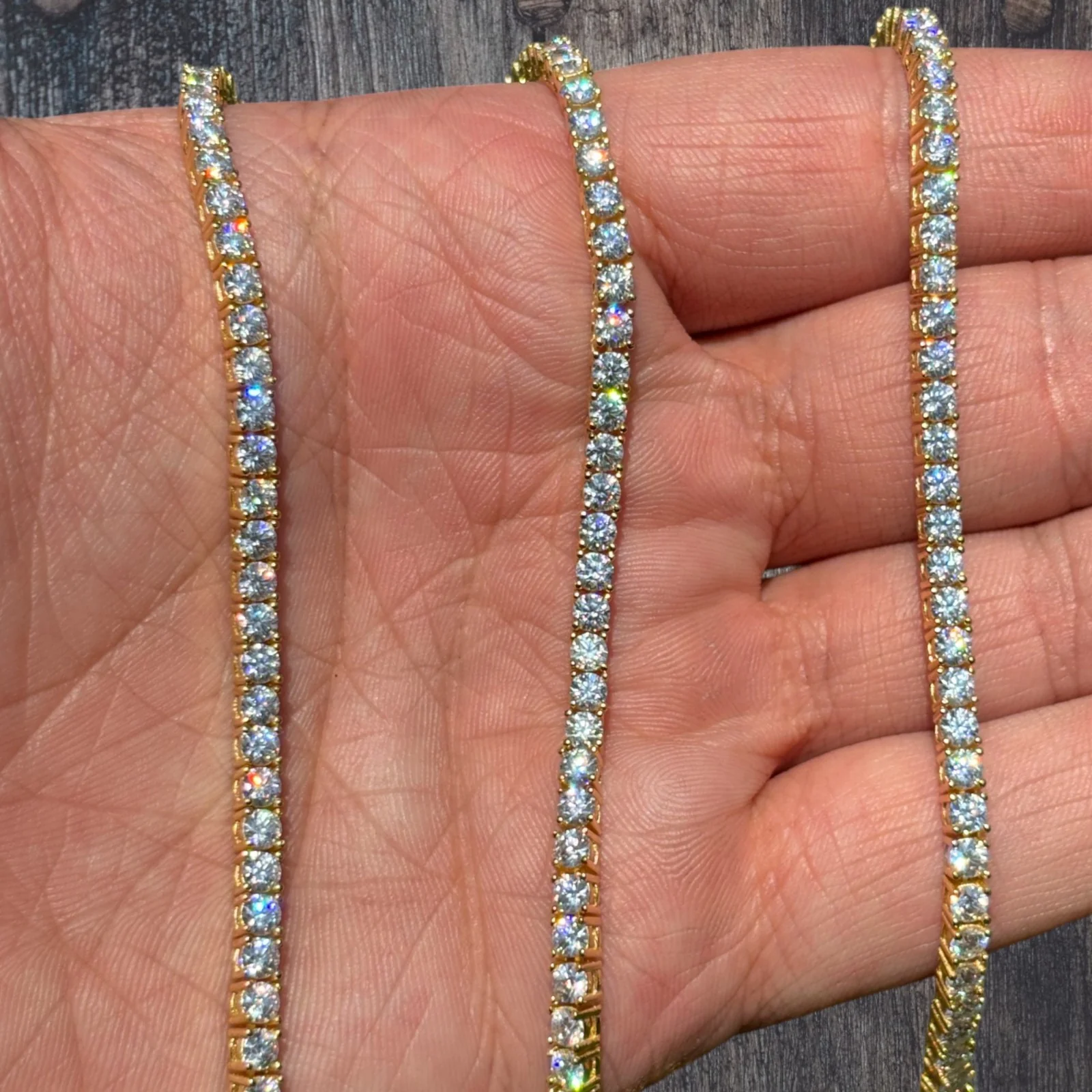 925 Sterling Silver 3mm Tennis Chain Necklace - CZ Or Moissanite - Image 8
