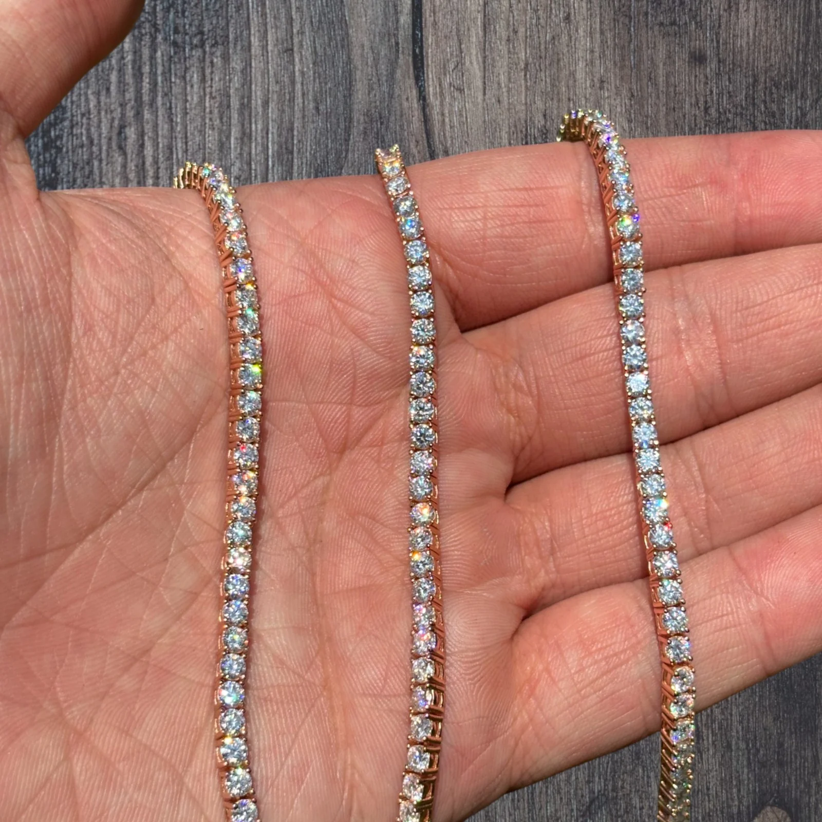 925 Sterling Silver 3mm Tennis Chain Necklace - CZ Or Moissanite - Image 9