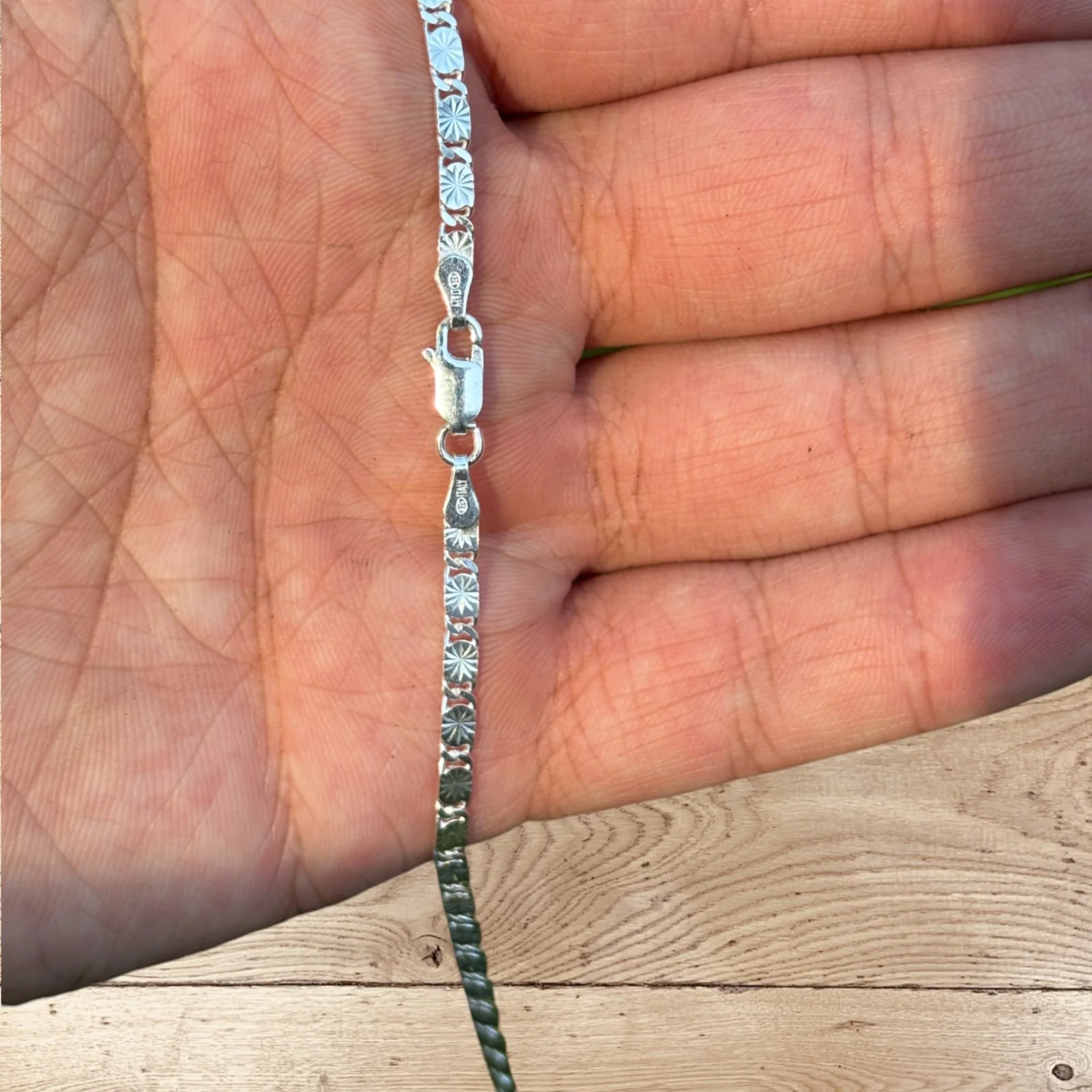 925 Sterling Silver 3mm Valentino Chain Necklace - Image 4