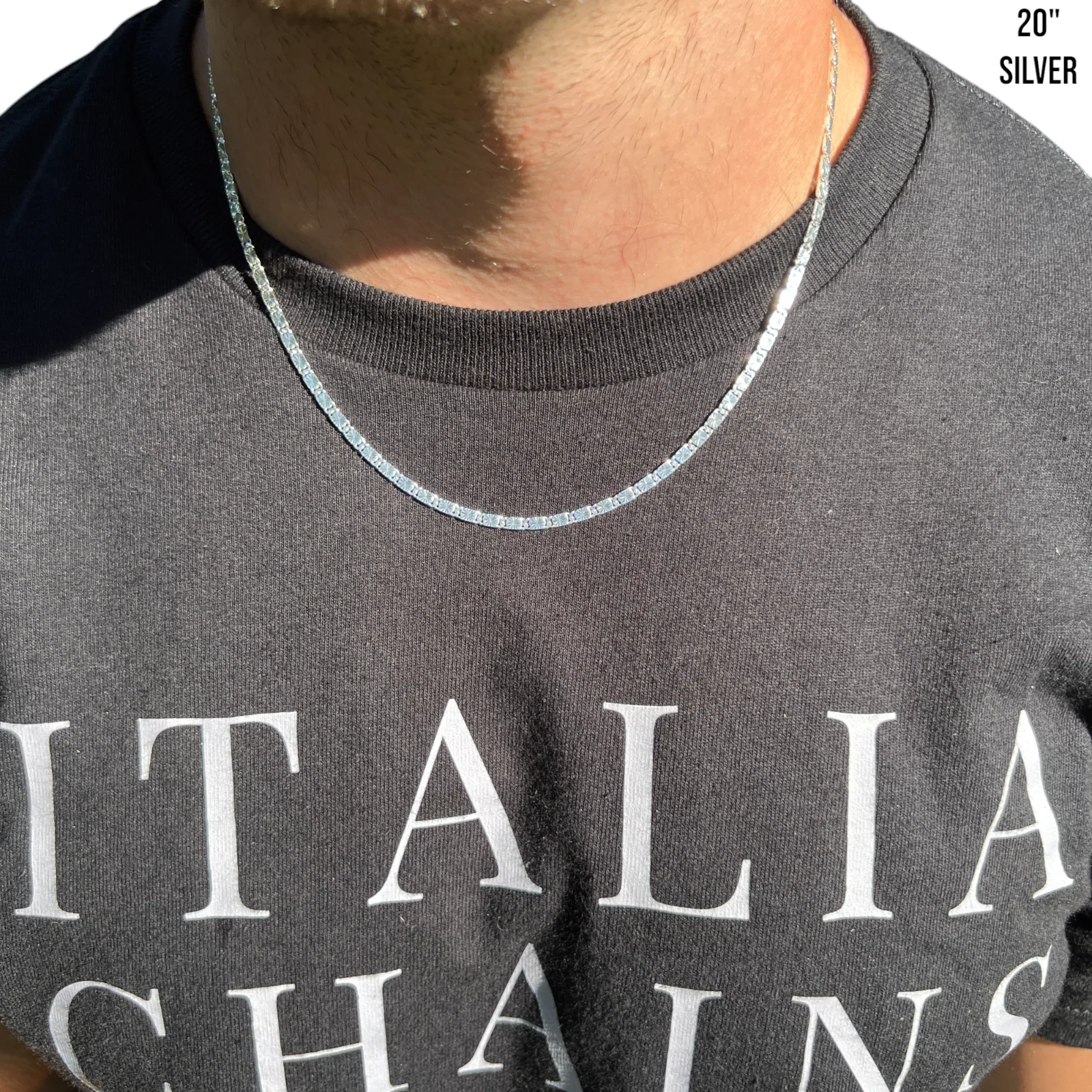 925 Sterling Silver 3mm Valentino Chain Necklace - Image 7