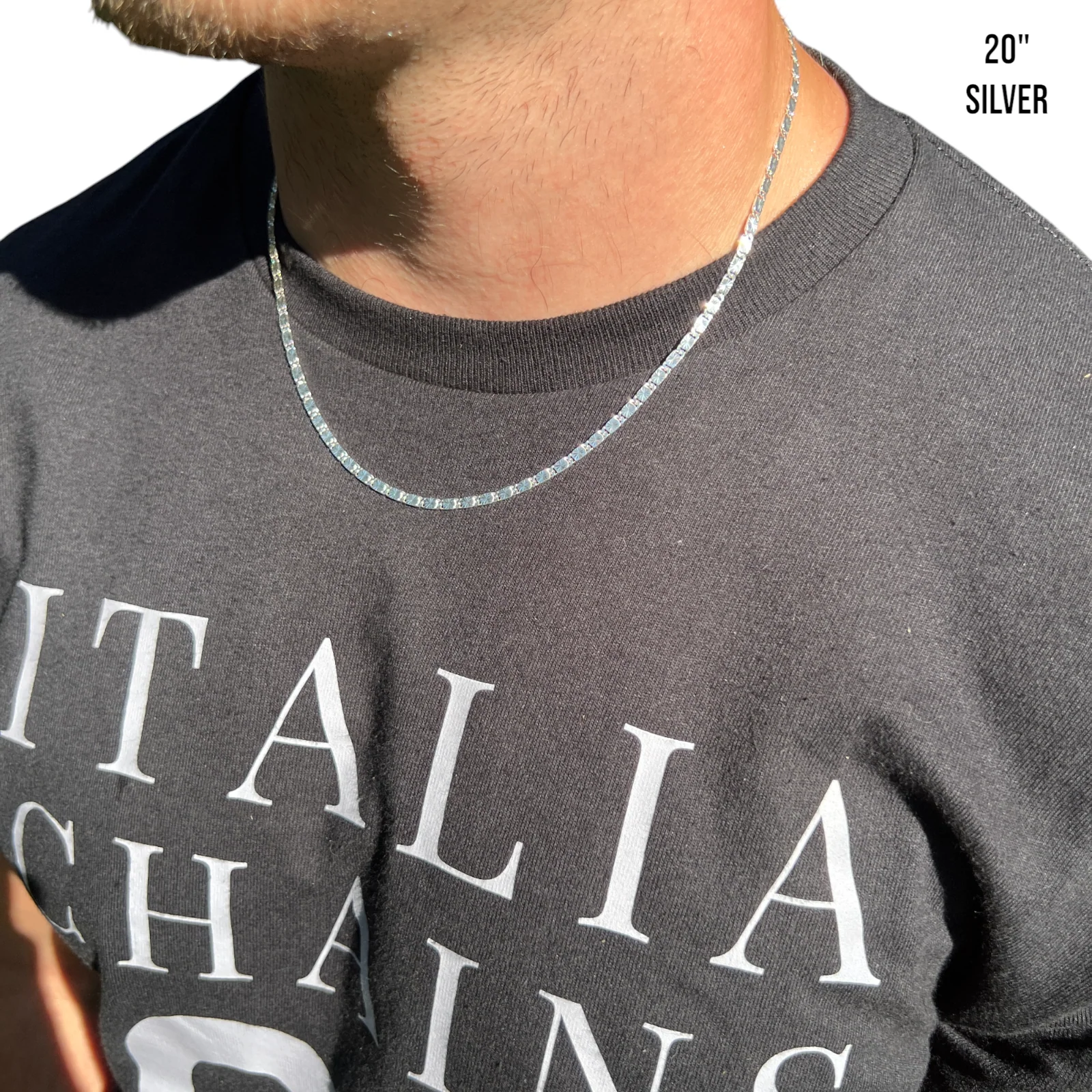 925 Sterling Silver 3mm Valentino Chain Necklace - Image 8