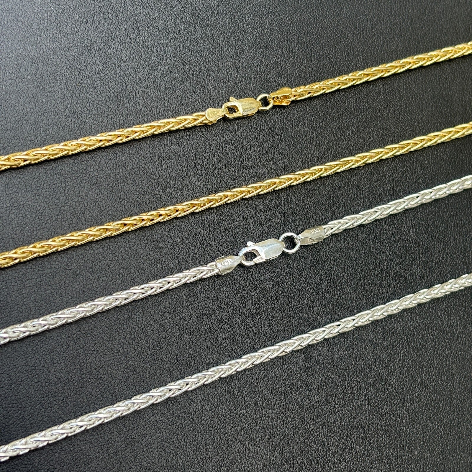 925 Sterling Silver 3mm Wheat Chain Necklace - Image 3