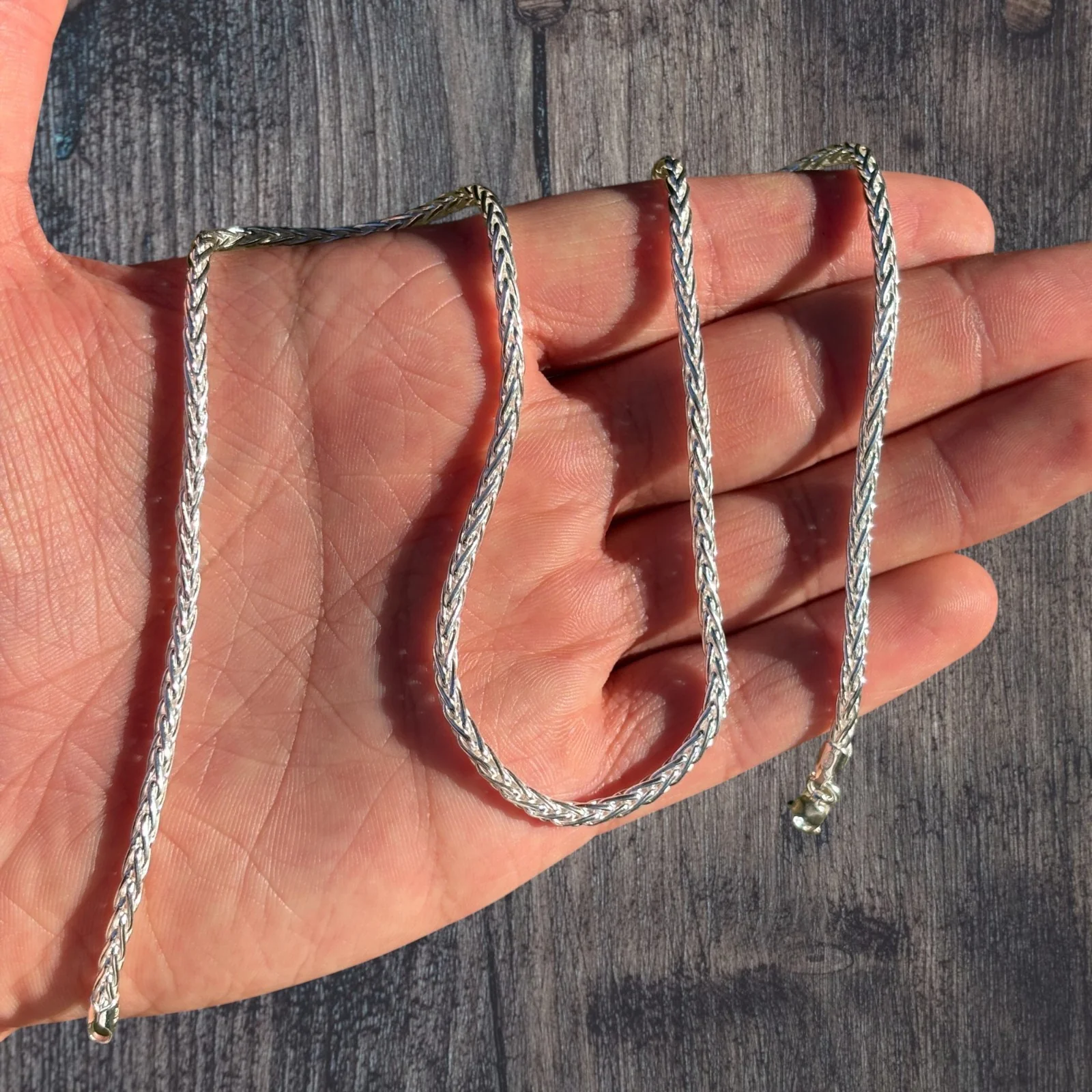 925 Sterling Silver 3mm Wheat Chain Necklace - Image 6
