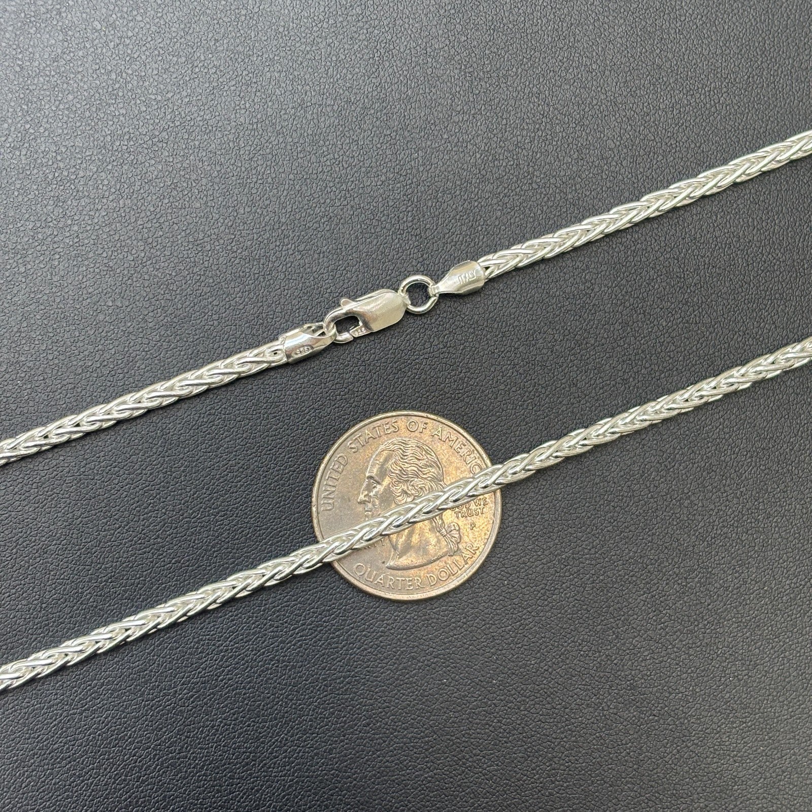 925 Sterling Silver 3mm Wheat Chain Necklace - Image 9