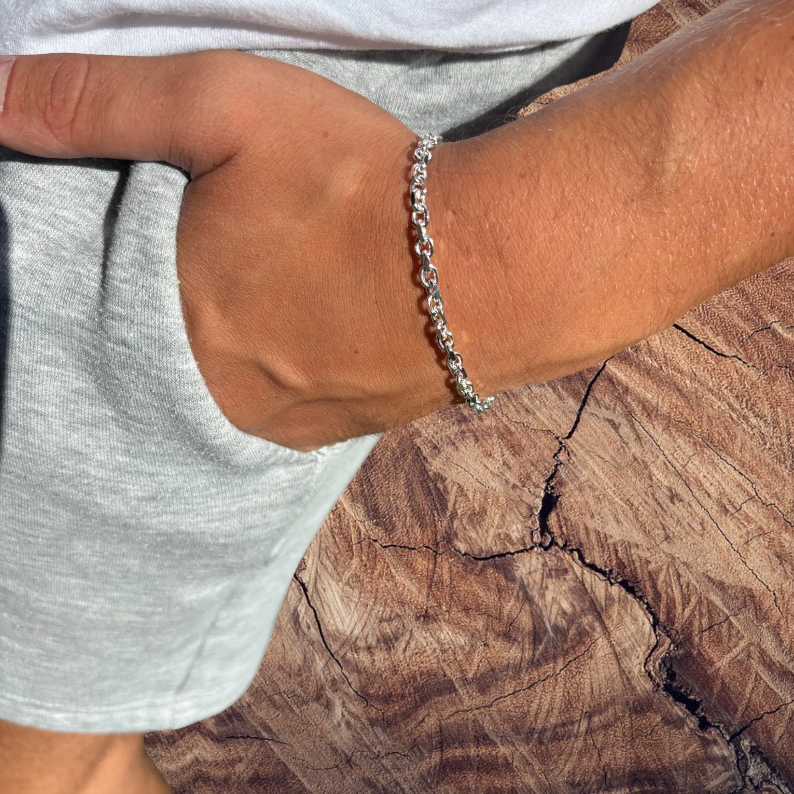925 Sterling Silver 4mm Anchor Cable Bracelet - Image 14