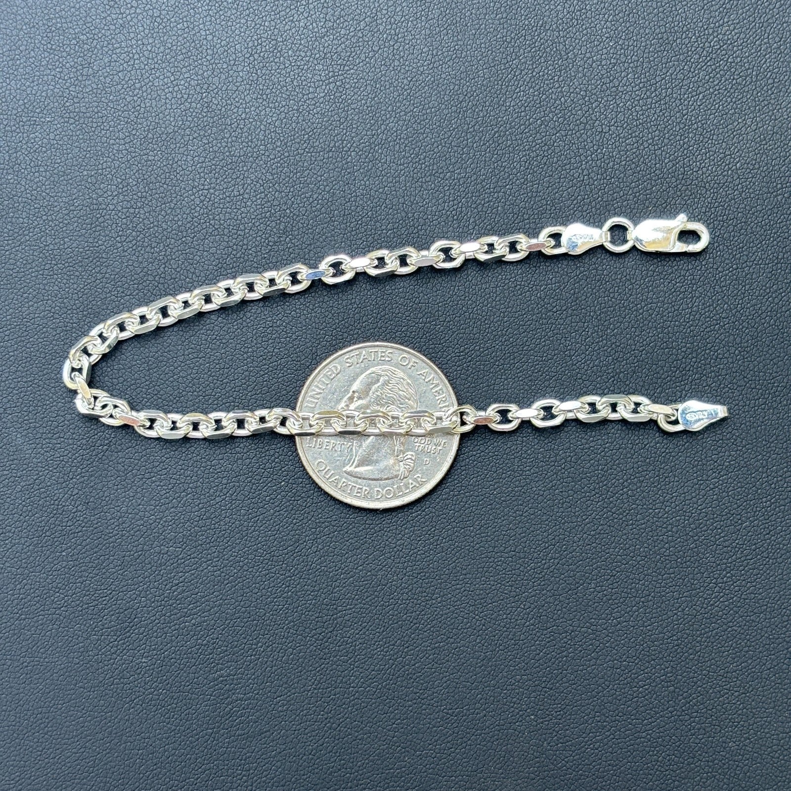 925 Sterling Silver 4mm Anchor Cable Bracelet - Image 16