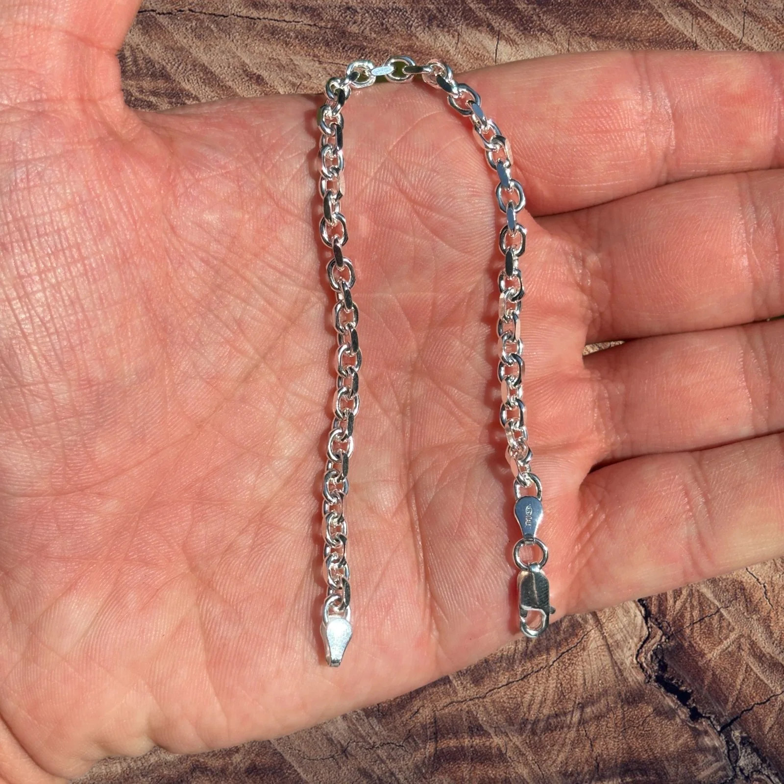 925 Sterling Silver 4mm Anchor Cable Bracelet - Image 4