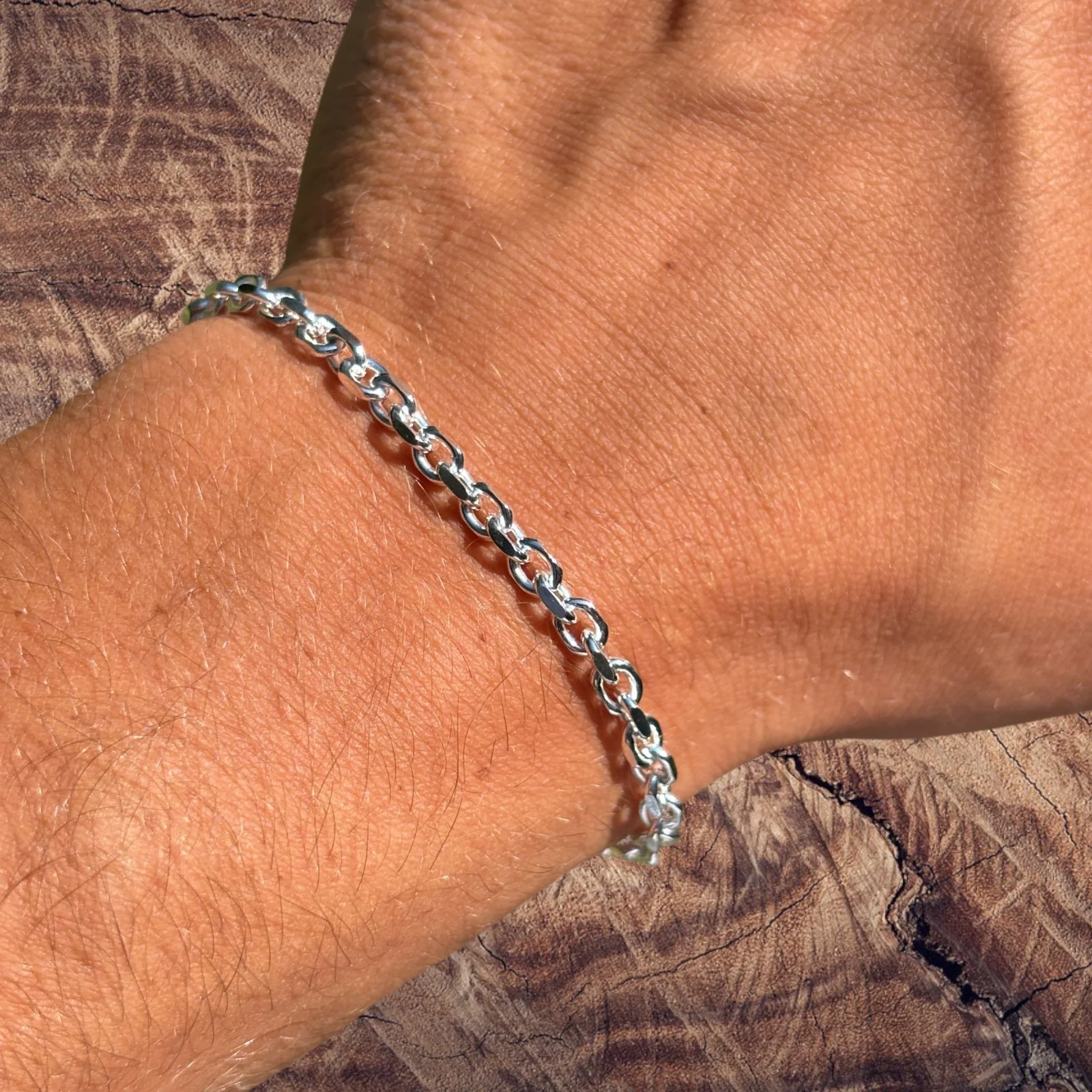 925 Sterling Silver 4mm Anchor Cable Bracelet - Image 6